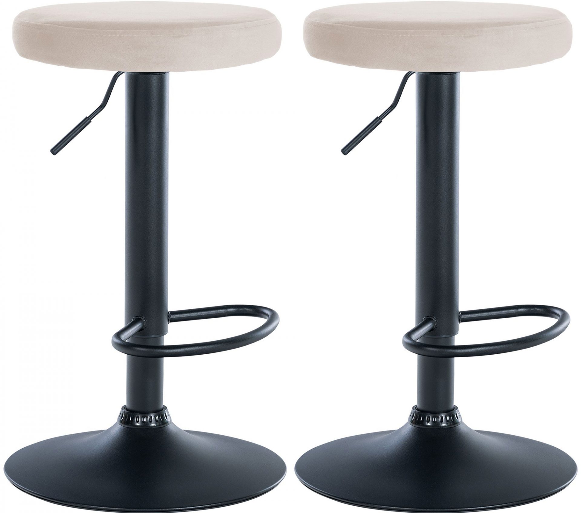 2er Set Barhocker Ponte Samt schwarz, creme