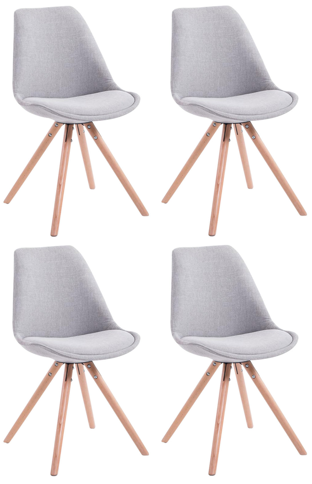 4er Set Stühle Toulouse Stoff Natura Rund, grau