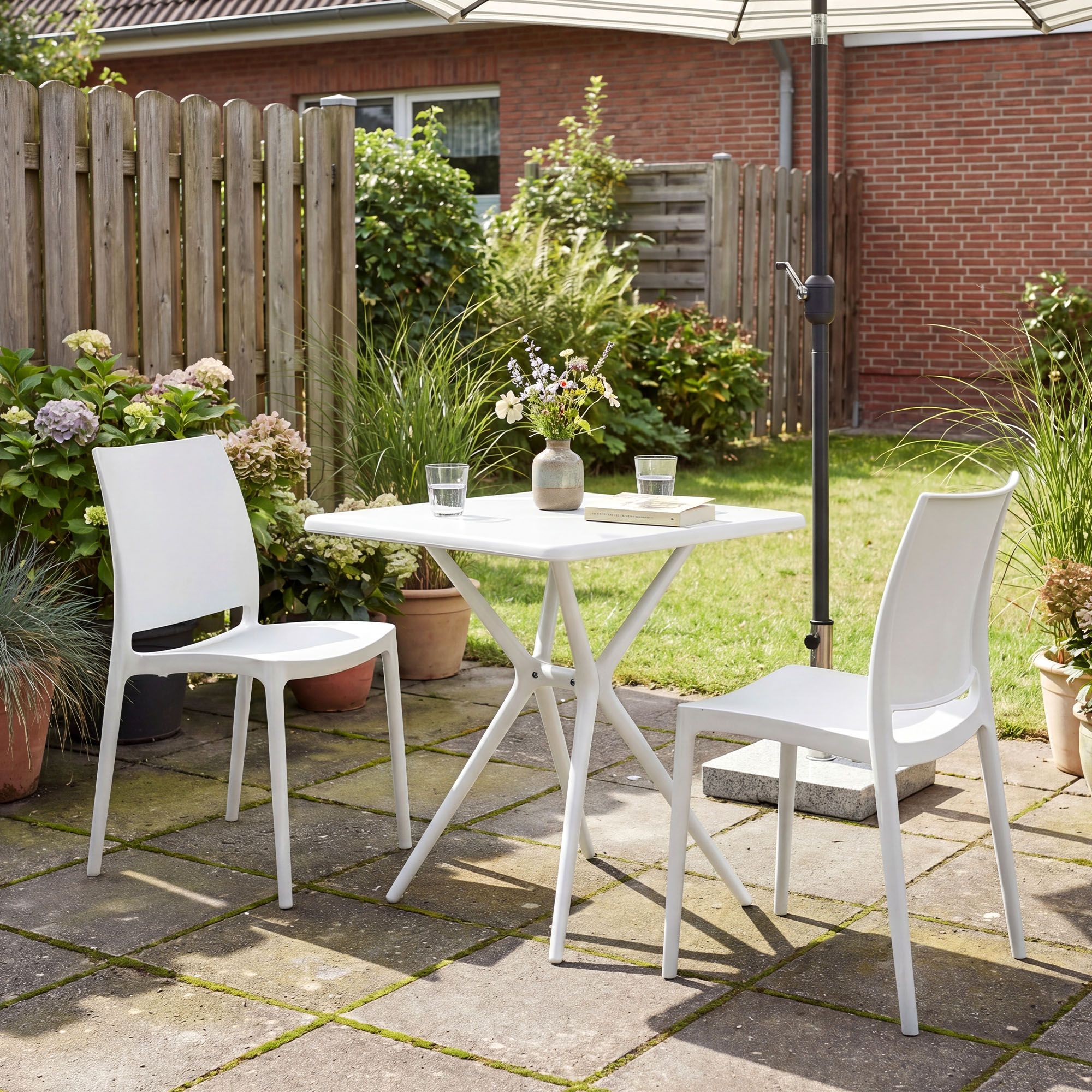 Gartenmöbel-Set Amino mit 2 Stühlen, weiß