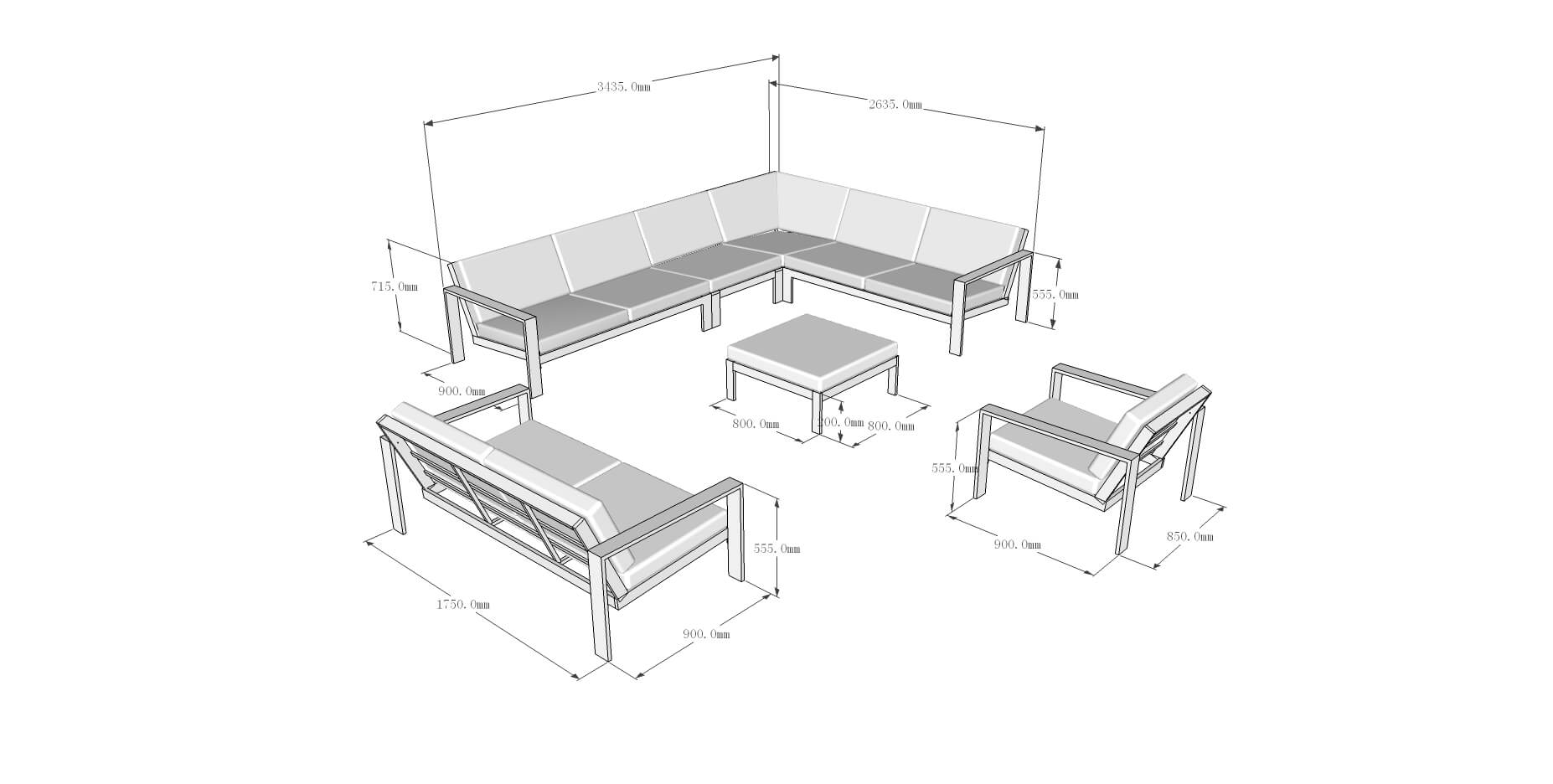 Gartenlounge Aluminium RIO XXL - Anthrazit