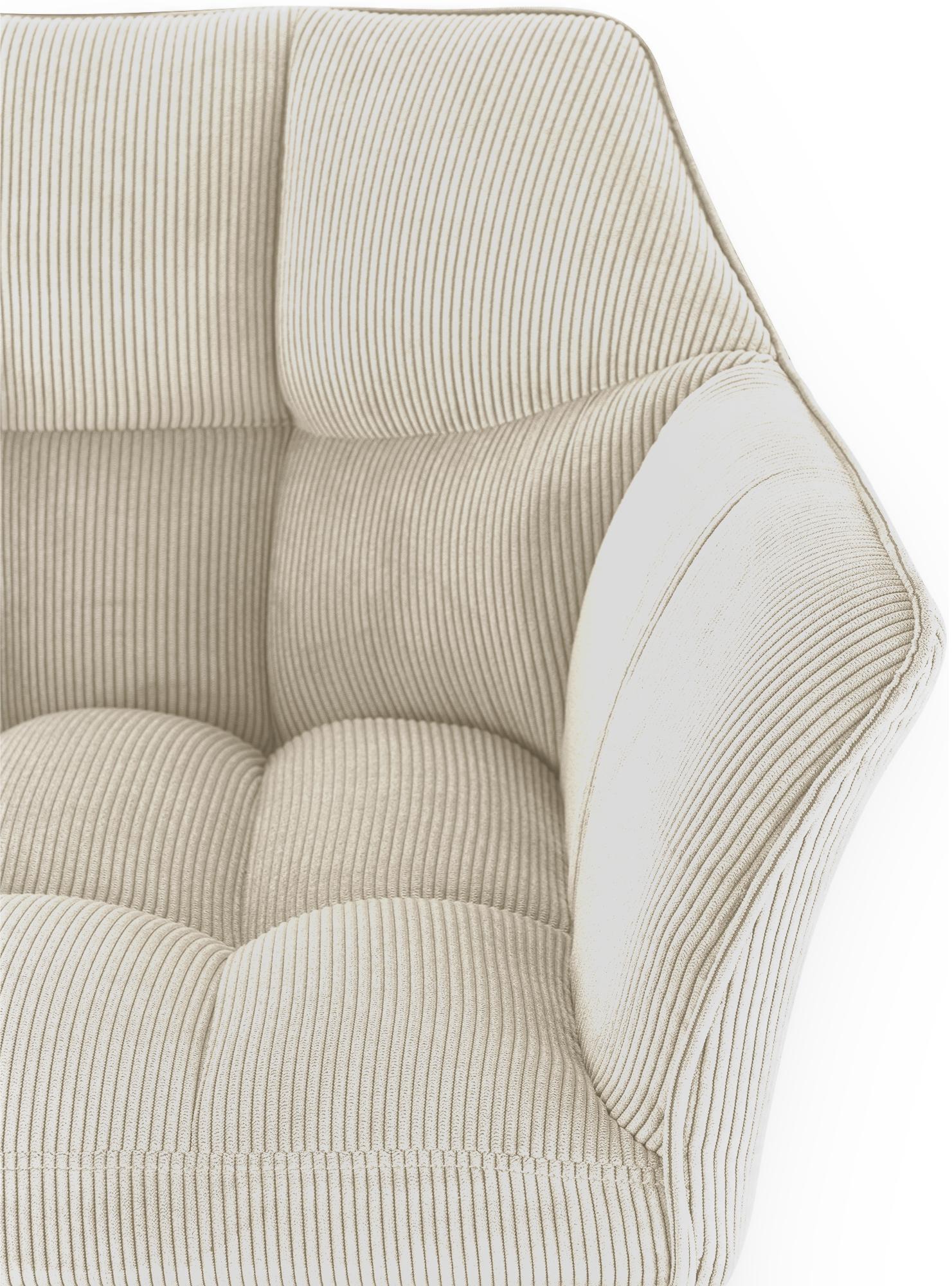 Barhocker Damaso B Cord mit 4-Fuß Gestell, creme