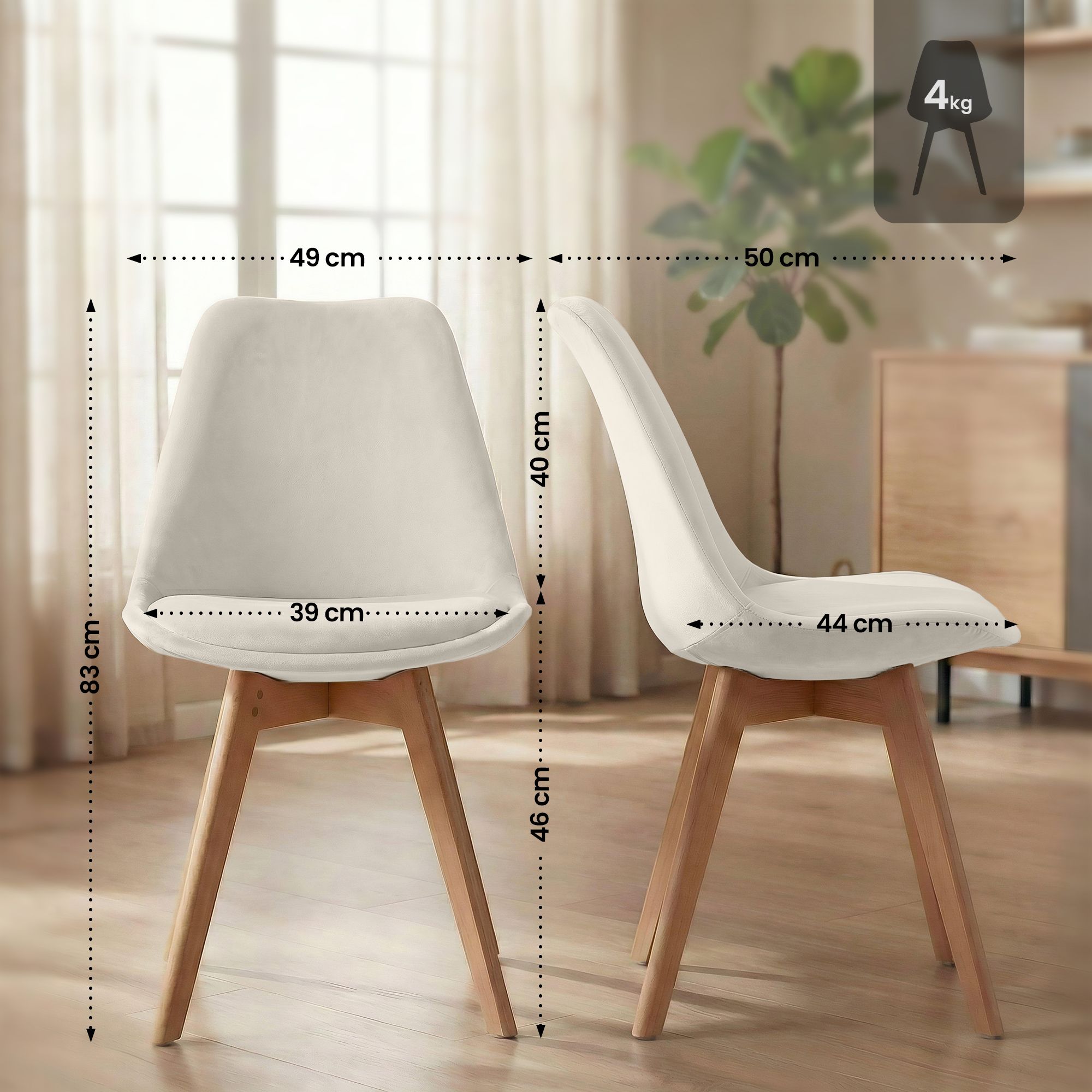 Stuhl Linares Samt, beige