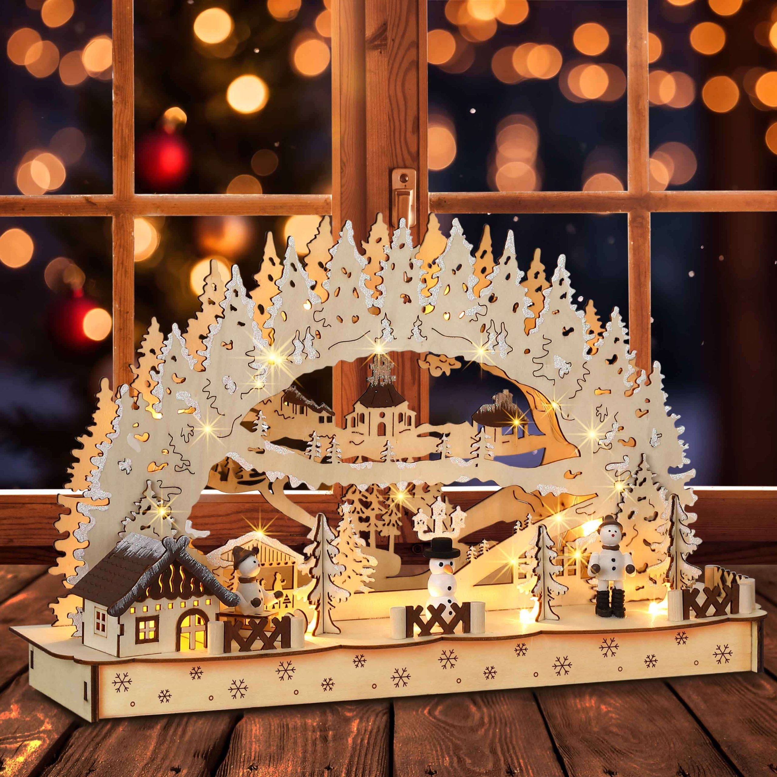 Weihnachts LED Schwibbogen Winterdorf