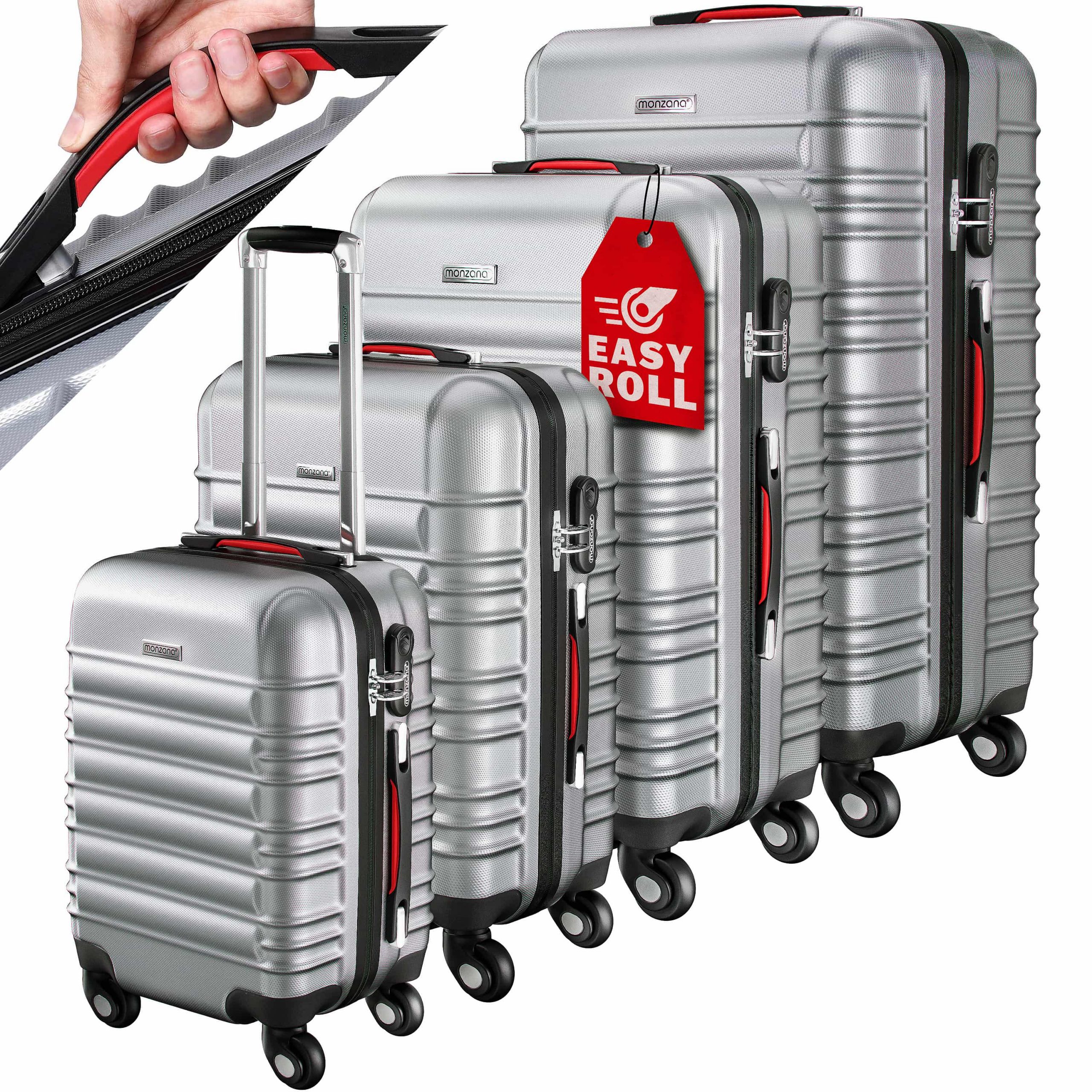Hartschalenkoffer Set 4tlg Rollen 360º Silber ABS