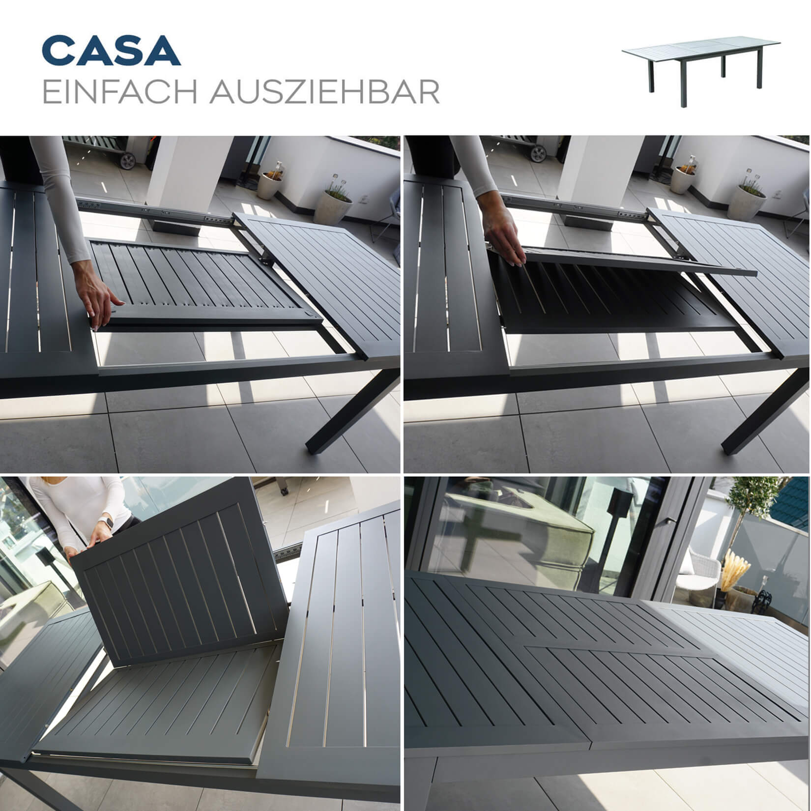 Gartentisch ausziehbar CASA - 160/240 x 100 cm