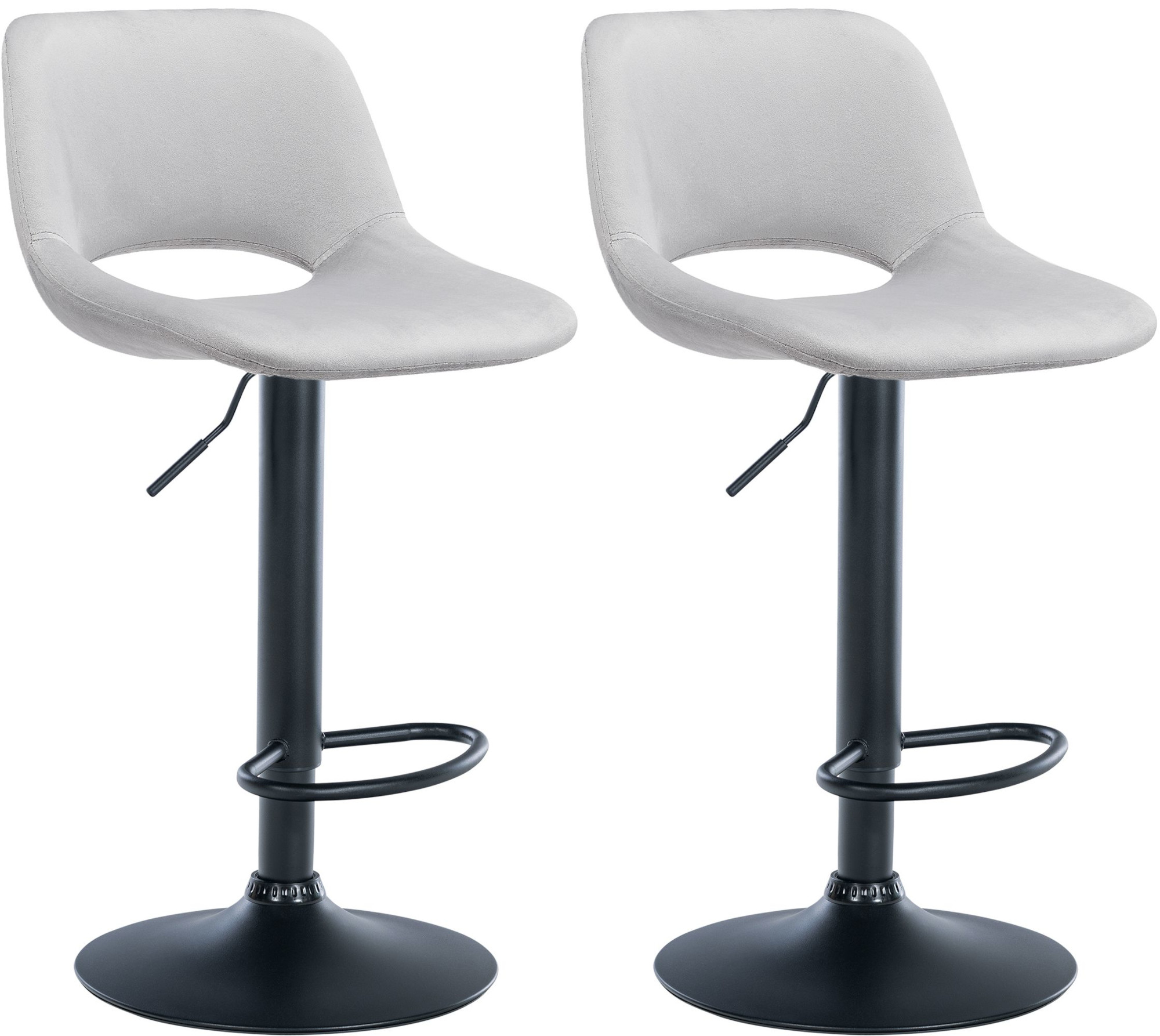 2er Set Barhocker Camden Samt schwarz, hellgrau