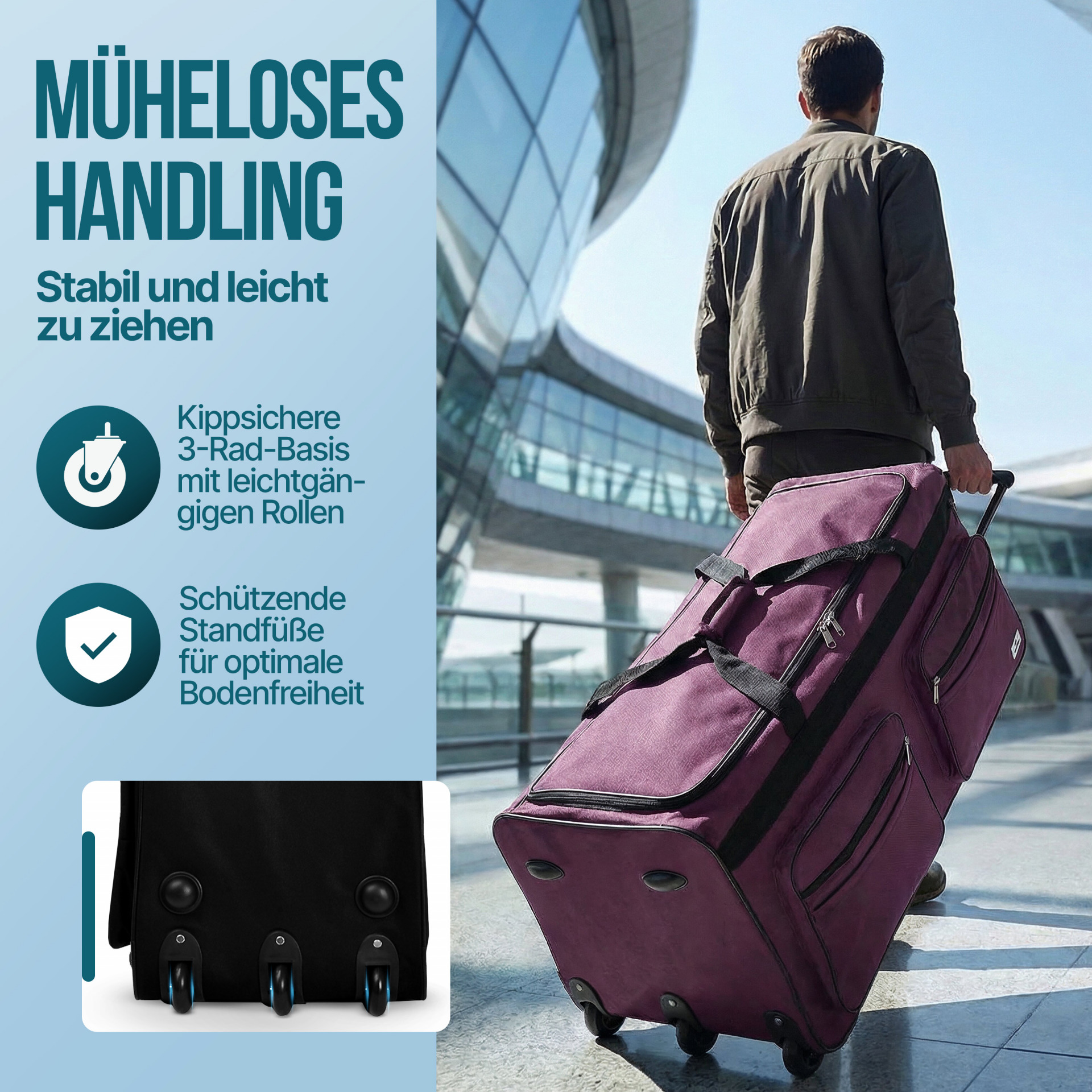 Rollenreisetasche XXL Violett 160L