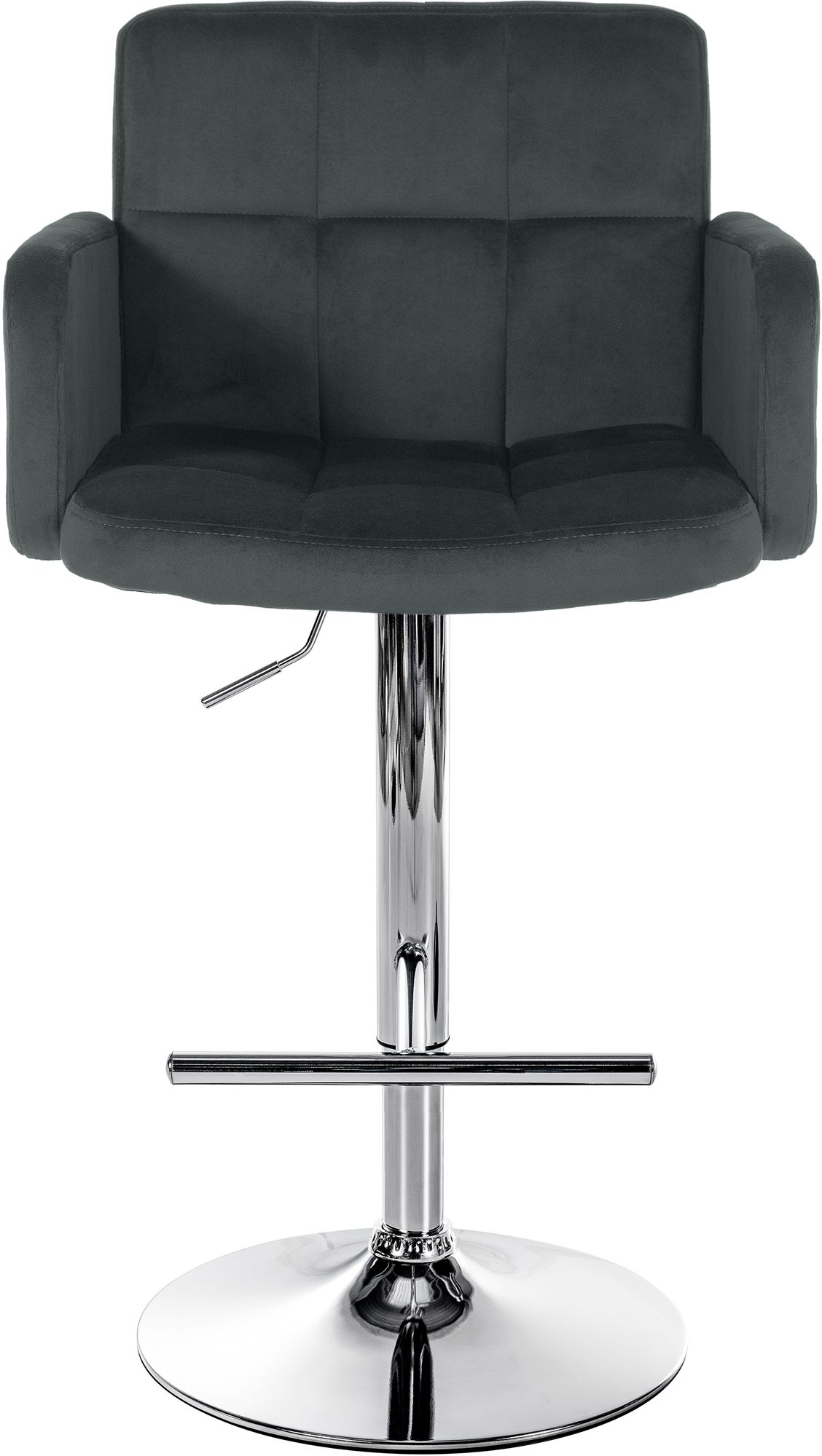 2er Set Barhocker Los Angeles Samt chrom, dunkelgrau