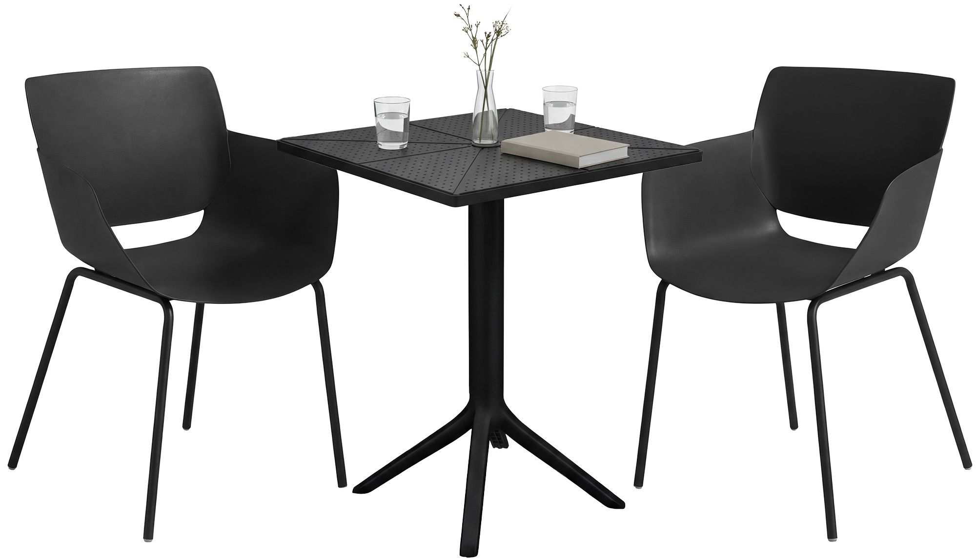 Gartenmöbel-Set Norva mit 2 Stühlen, schwarz