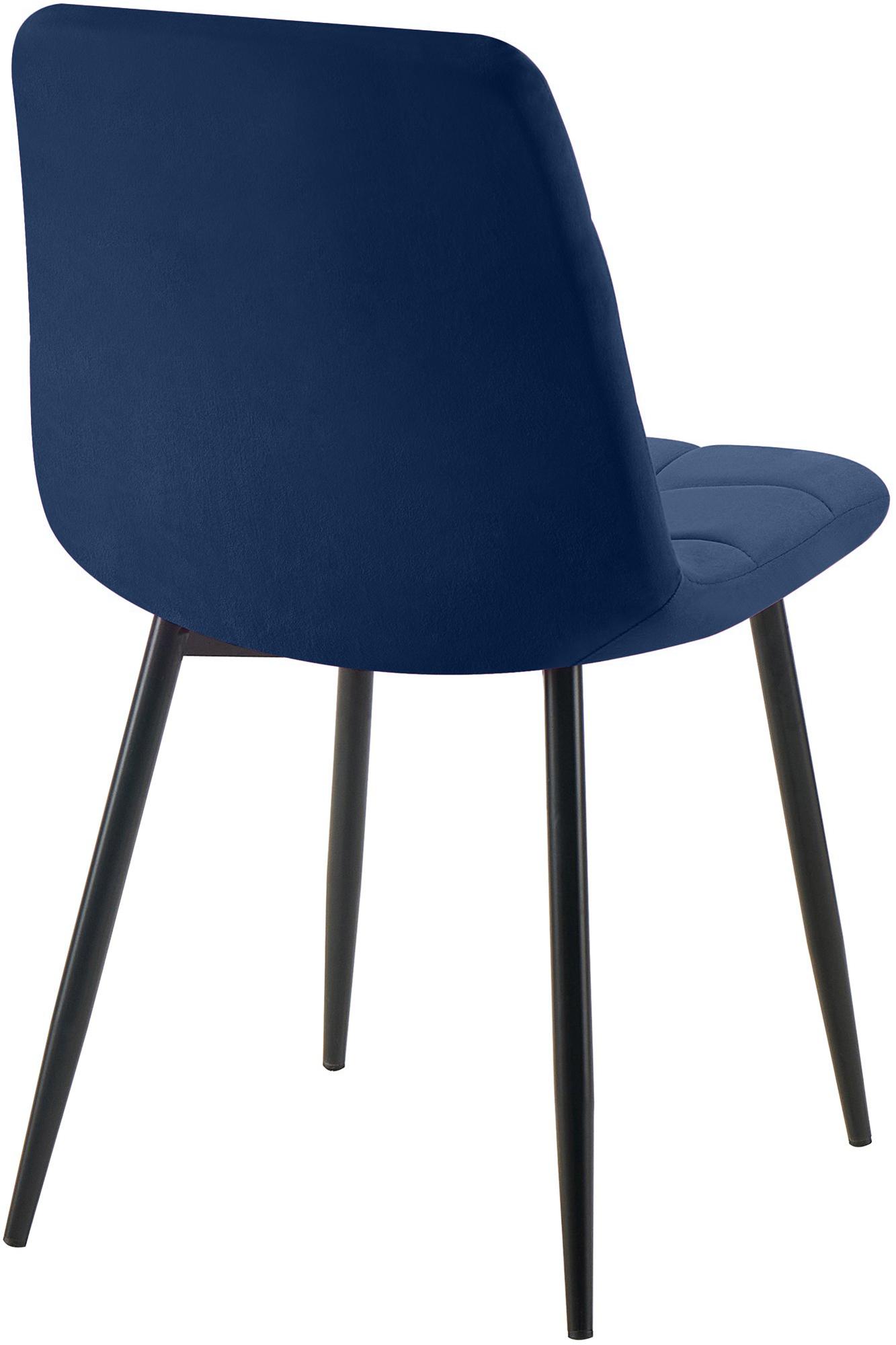 4er Set Esszimmerstuhl Tilde Samt, blau
