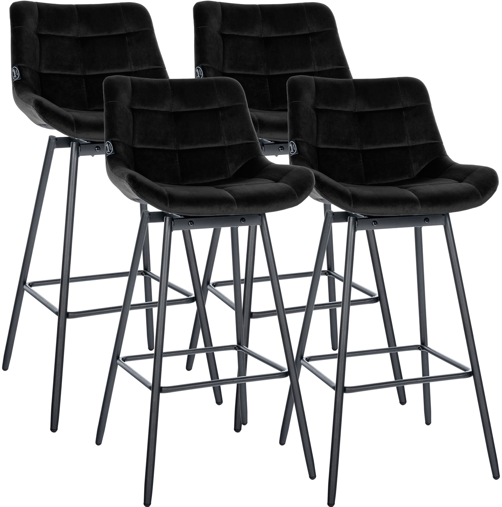 4er Set Barhocker Weston Schwenkbar Samt, schwarz