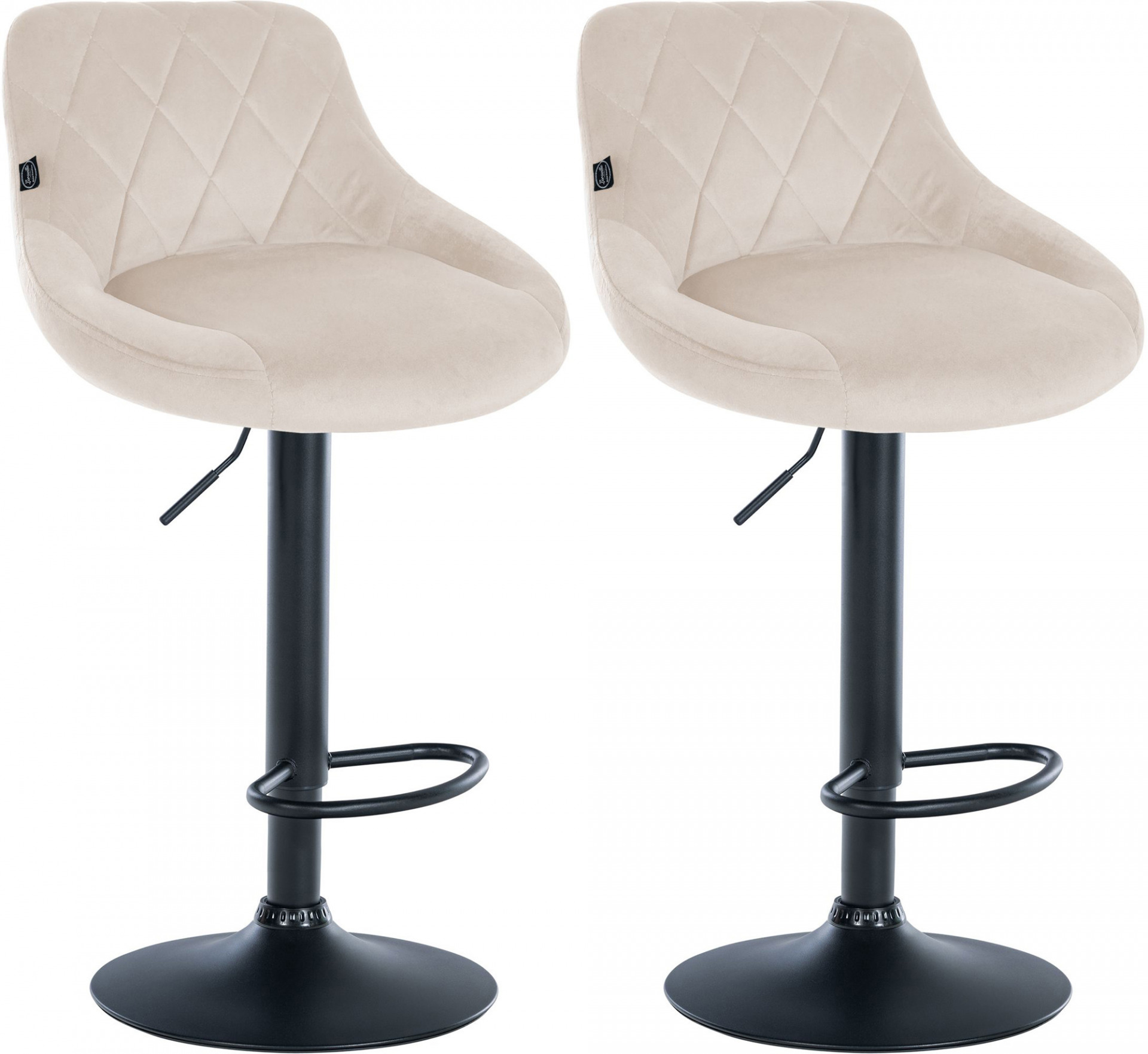 2er Set Barhocker Lazio Samt schwarz, creme