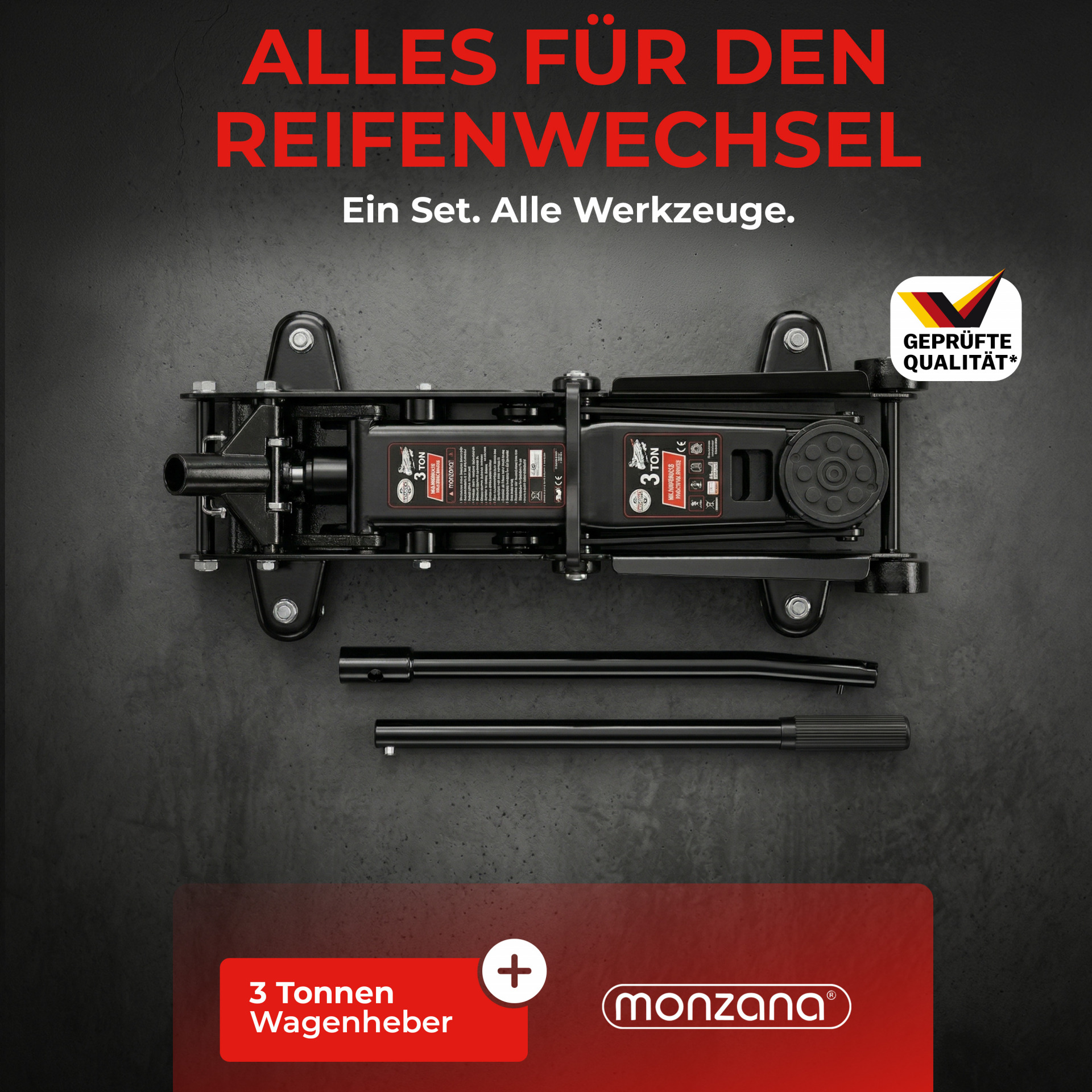 Wagenheber Schwarz 3t 135-400mm