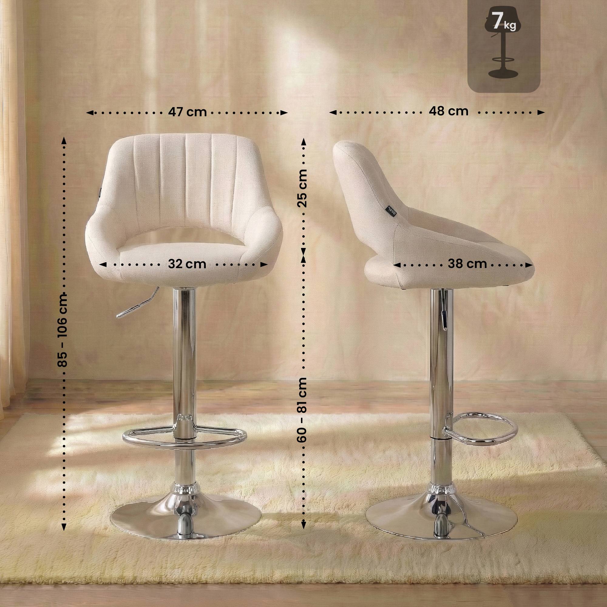 Barhocker Milet Stoff chrom, creme