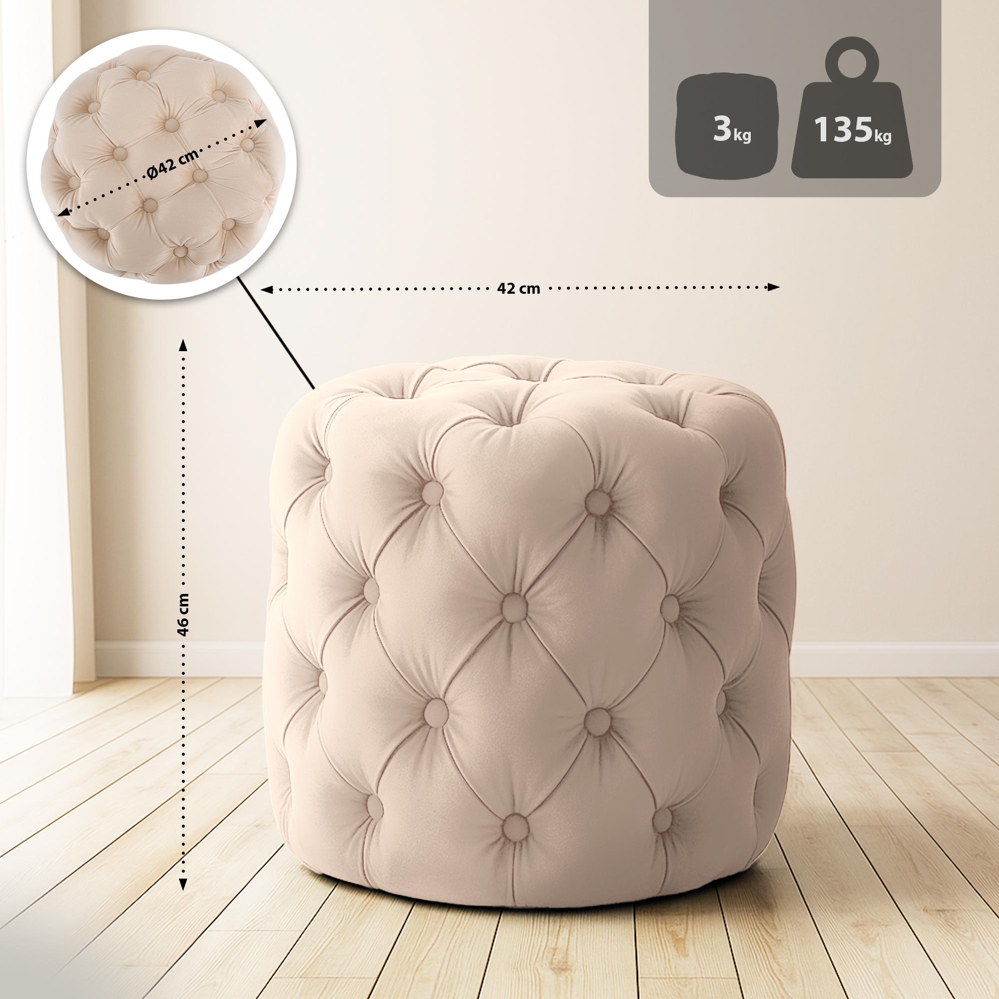 Sitzhocker Drancy Samt M, creme