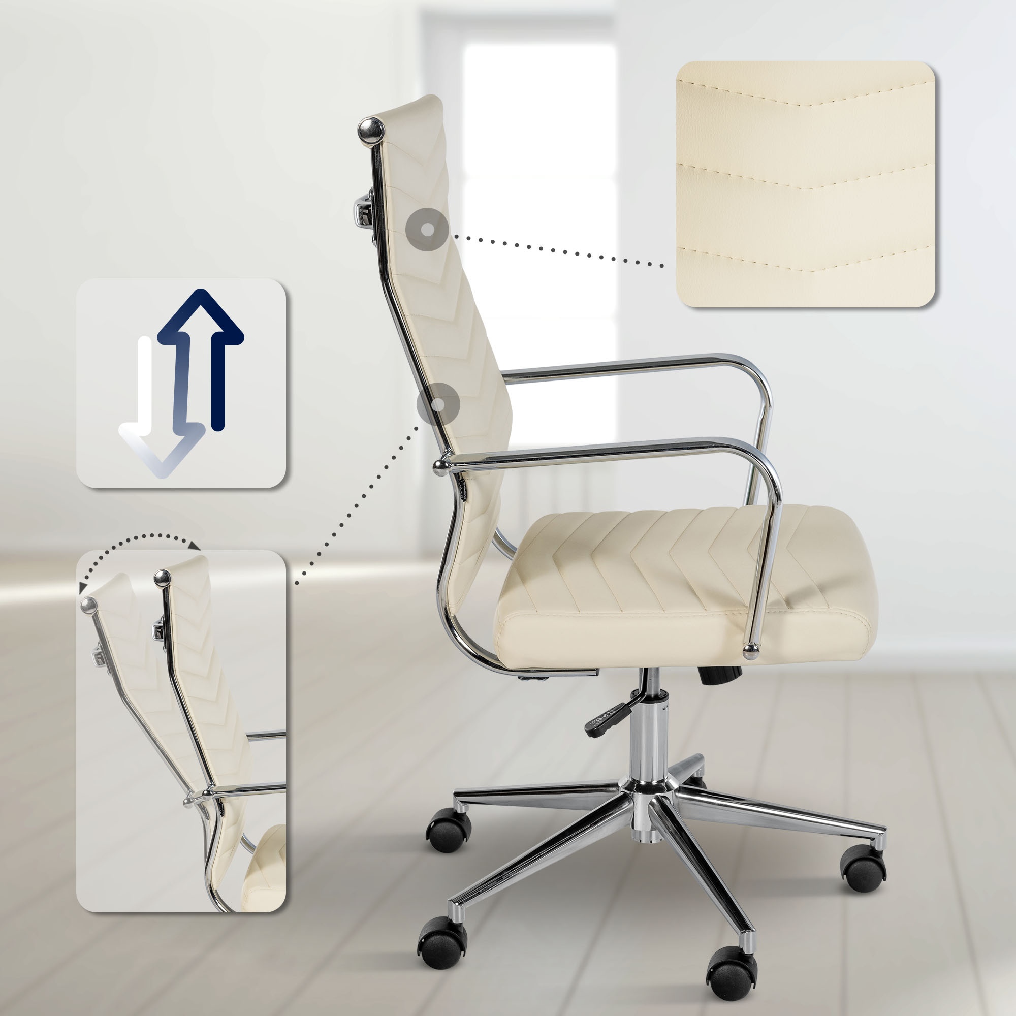 Bürostuhl Canby Kunstleder, creme