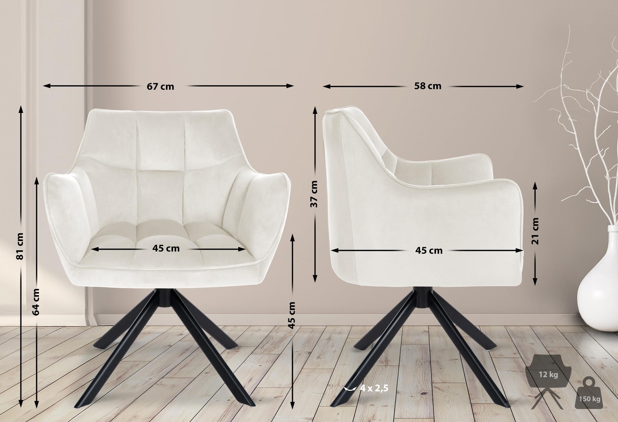 Esszimmerstuhl Swing Samt schwarz, creme