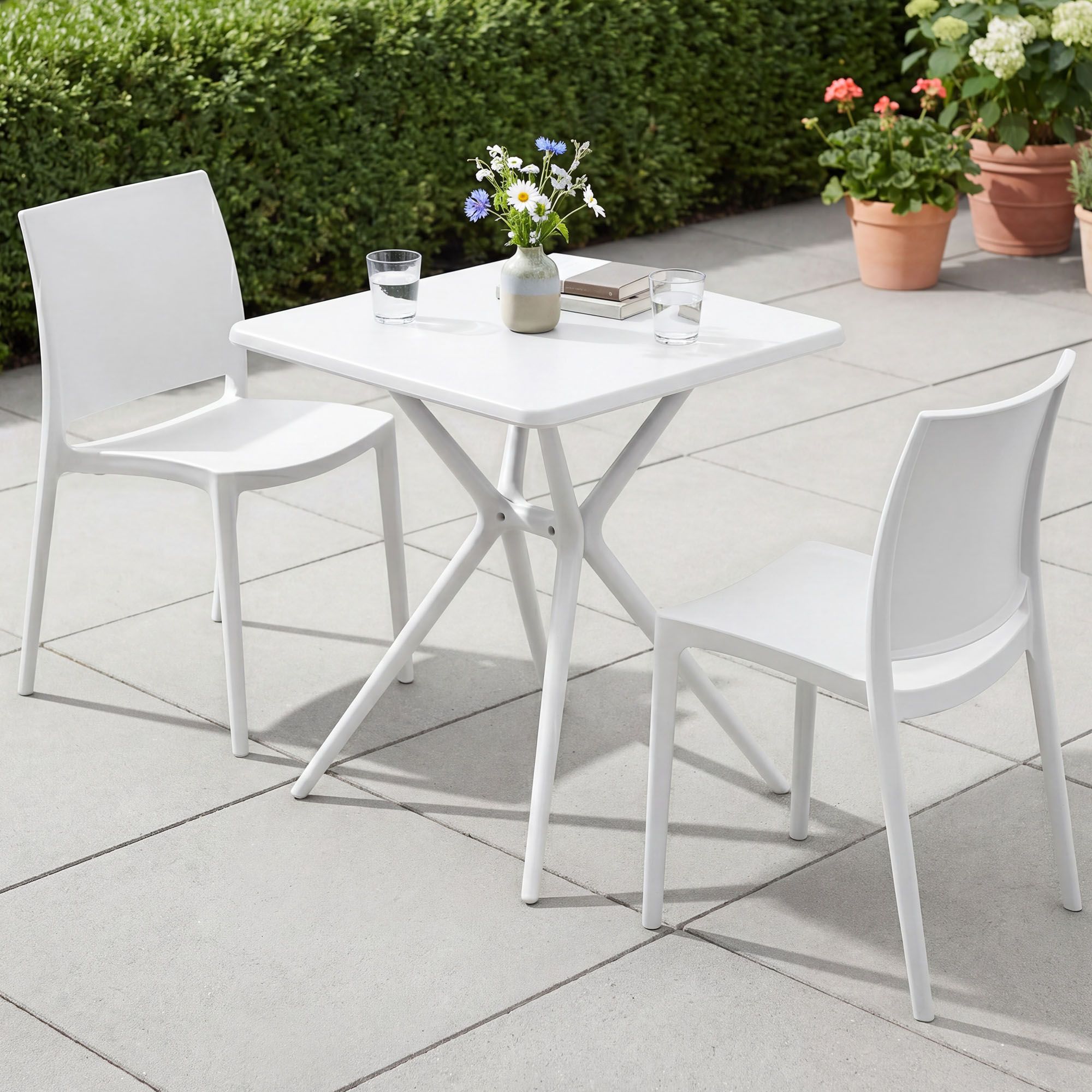 Gartenmöbel-Set Amino mit 2 Stühlen, weiß