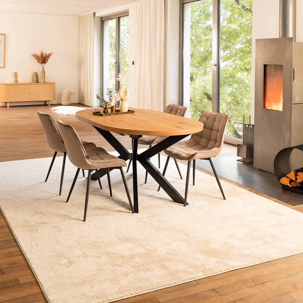 Esstisch Oval Ausziehbar AVENTI inkl. Sternfuß - 160-200 x 100 cm Light Oak