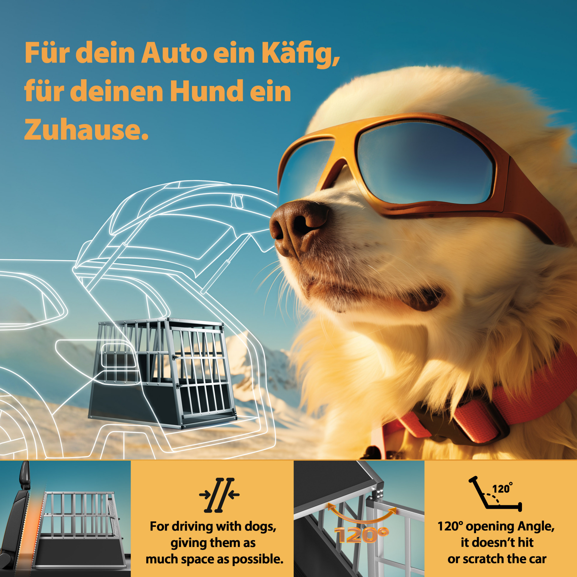 Hundetransportbox L Alu 90x66x72cm