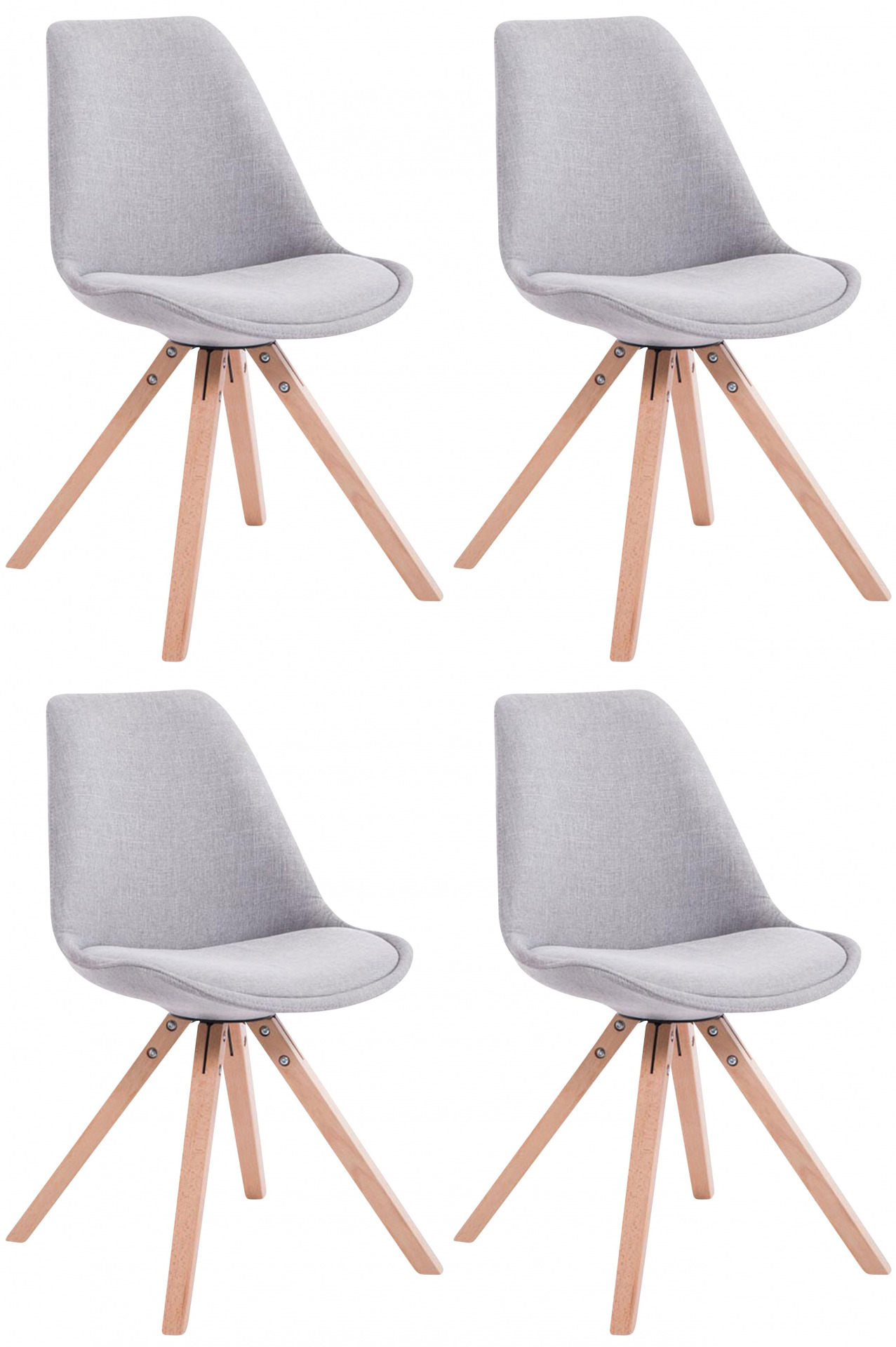 4er Set Besucherstuhl Toulouse Stoff Square Natura, grau