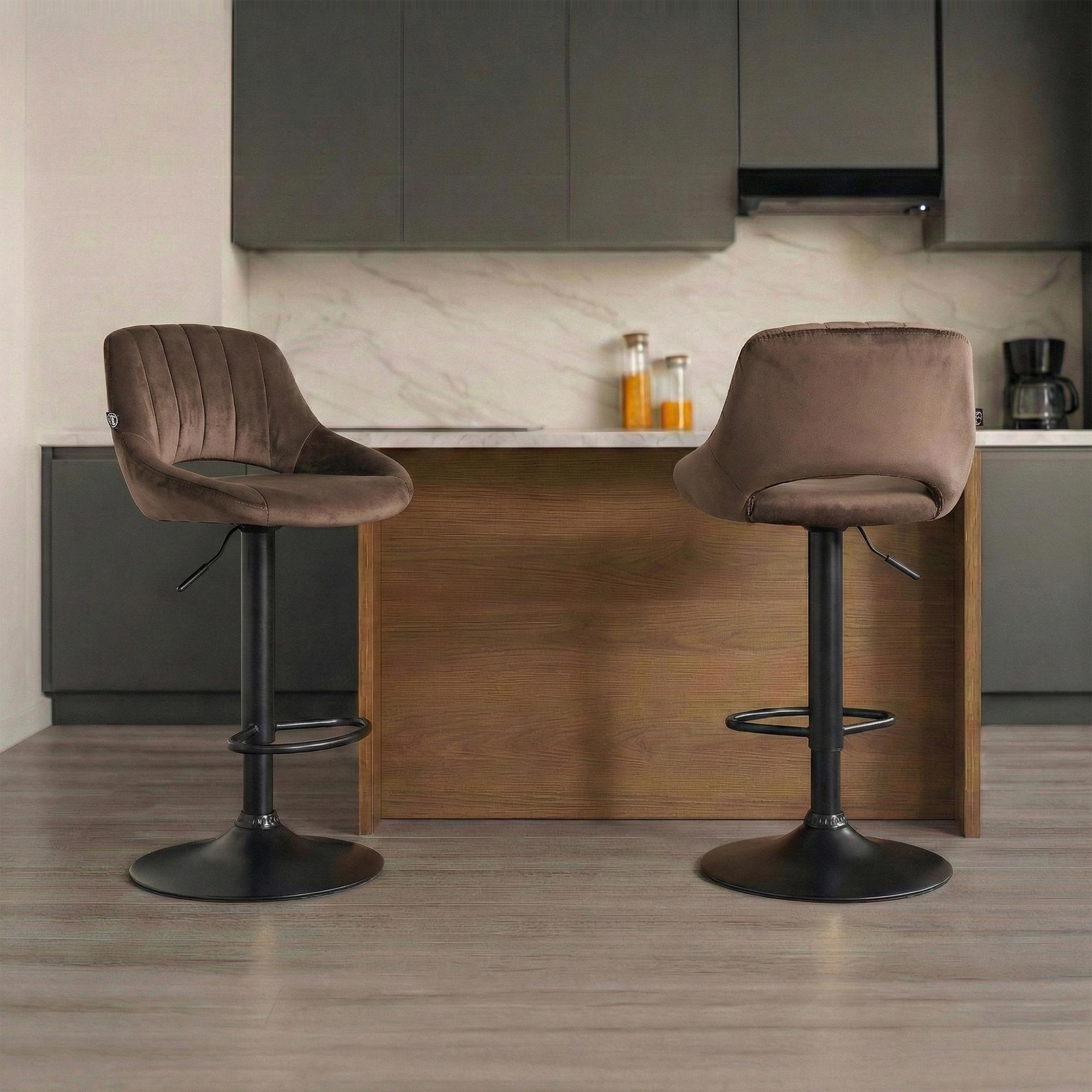 2er Set Barhocker Milet Samt B, braun