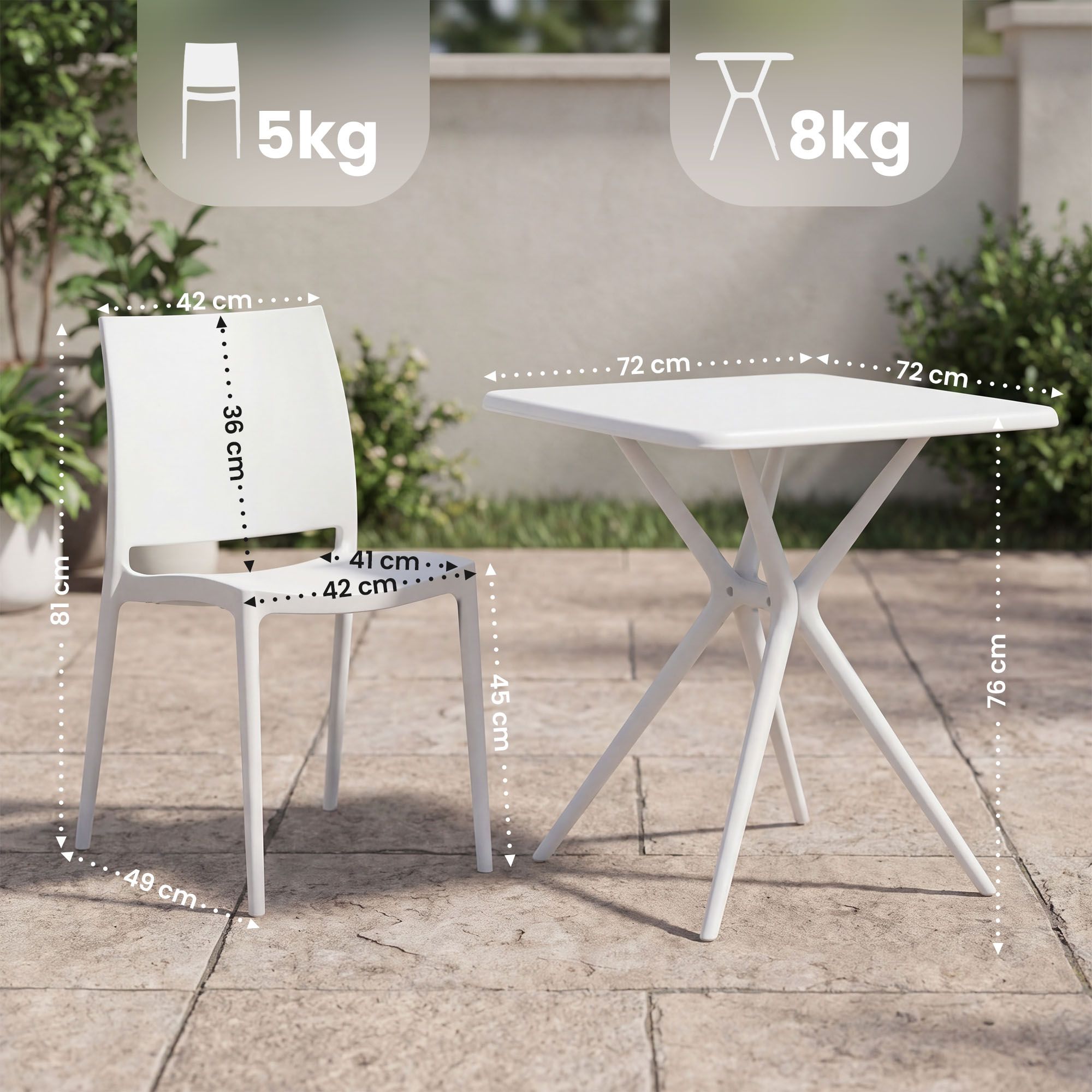 Gartenmöbel-Set Amino mit 4 Stühlen, weiß
