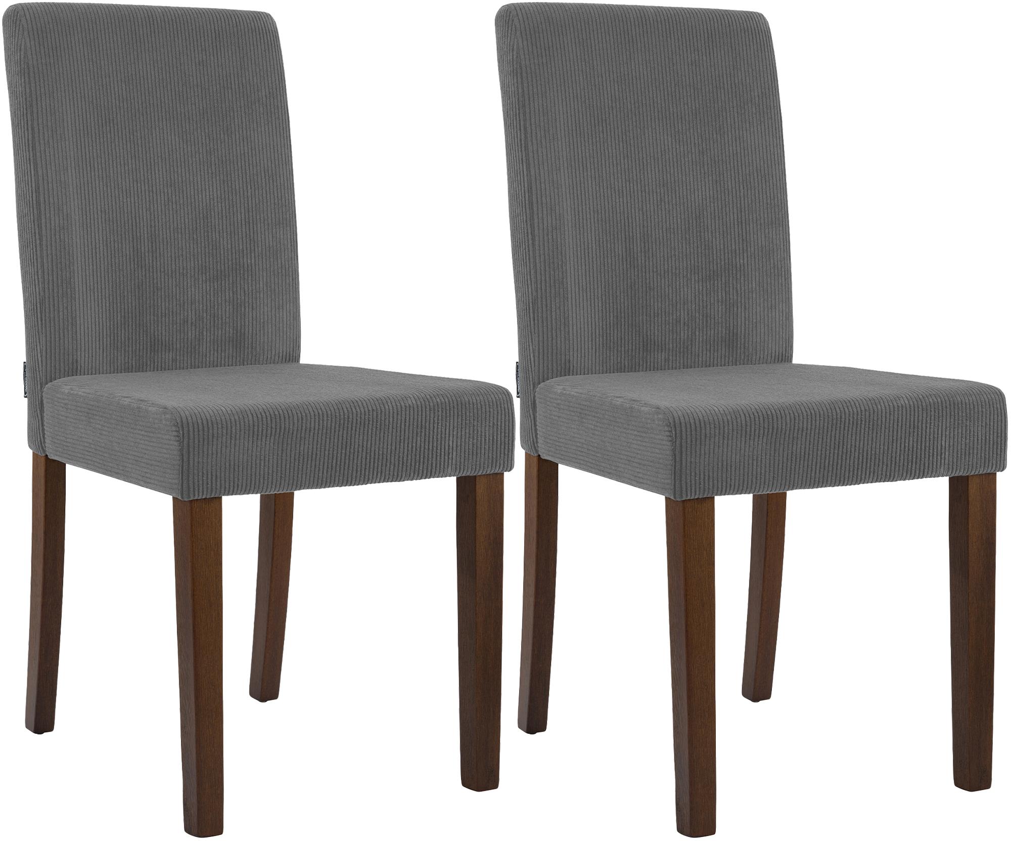 2er Set Esszimmerstuhl Ina Cord antik dunkel, grau