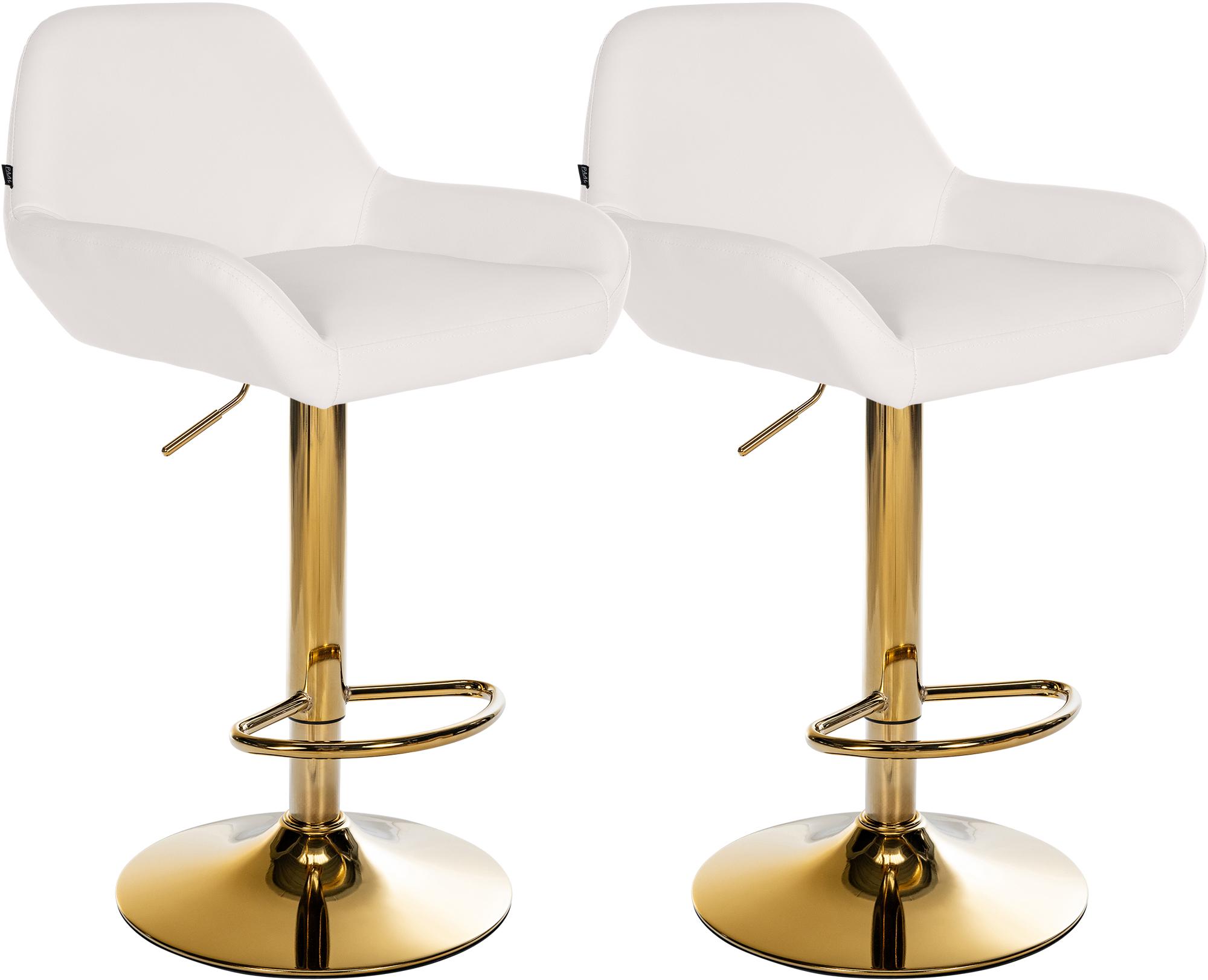 2er Set Barhocker Braga Gold Kunstleder, weiß
