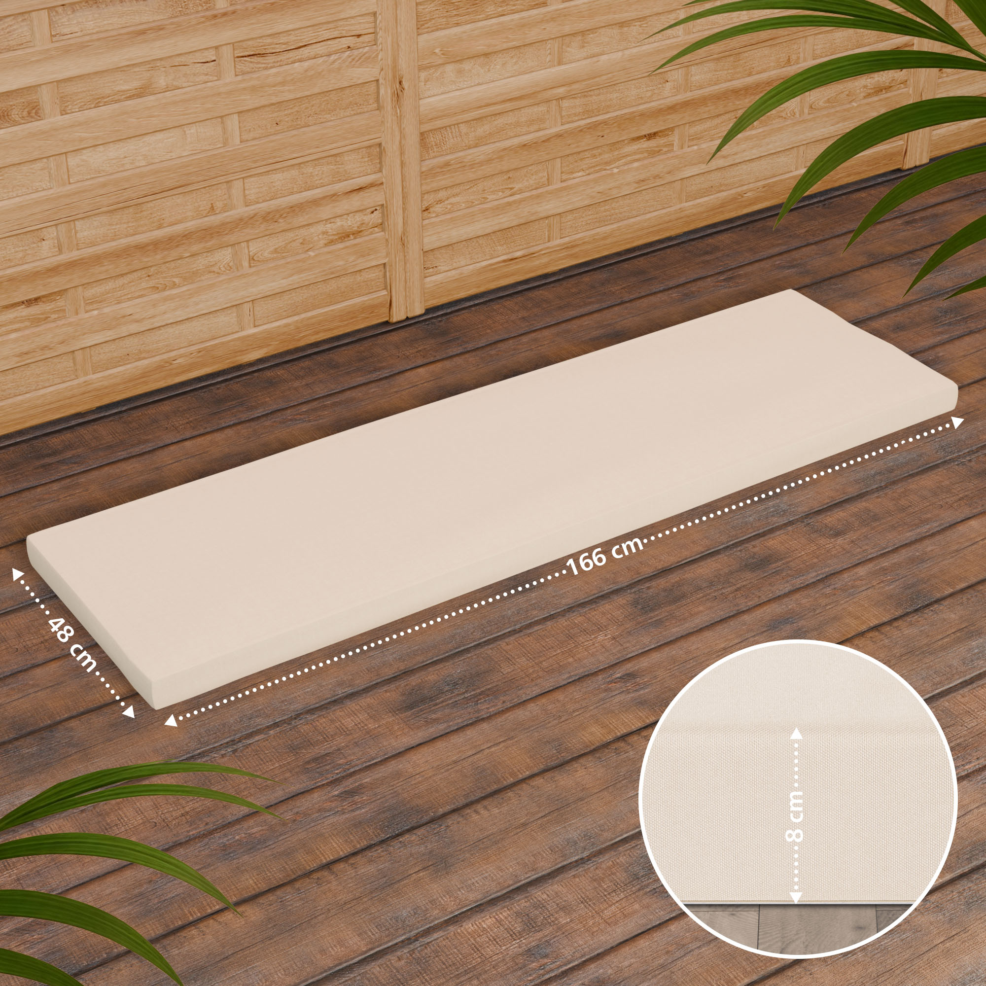 Teakbank Daxon mit Sitzkissen 180 cm, creme