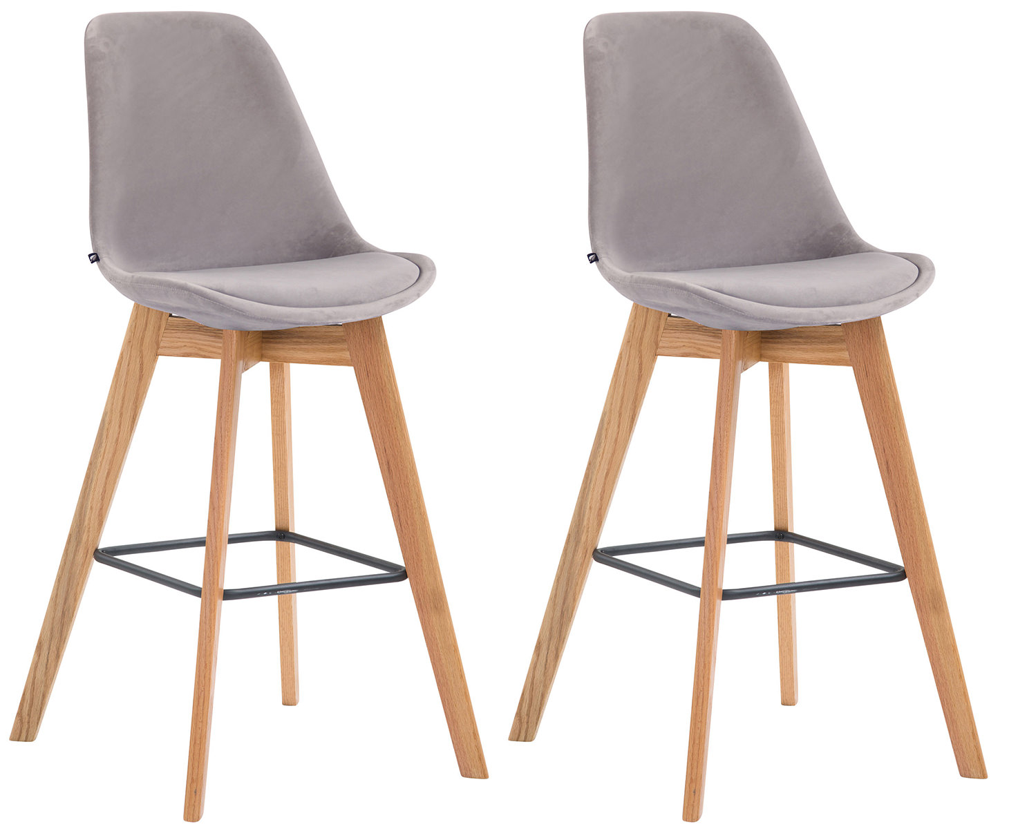2er Set Barhocker Metz Samt natura, grau