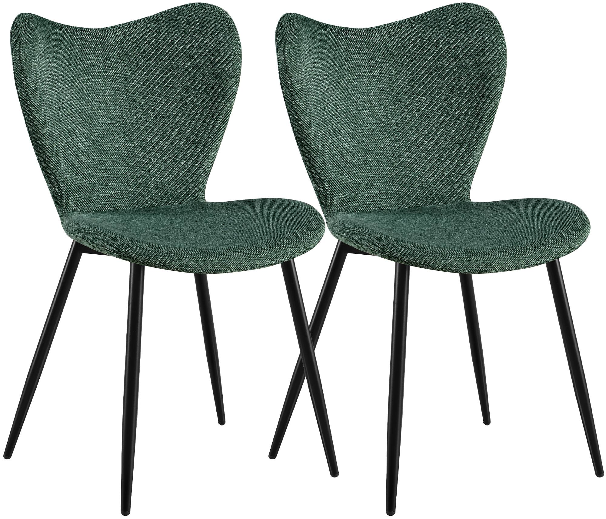 2er Set Esszimmerstuhl Maika Stoff, grün