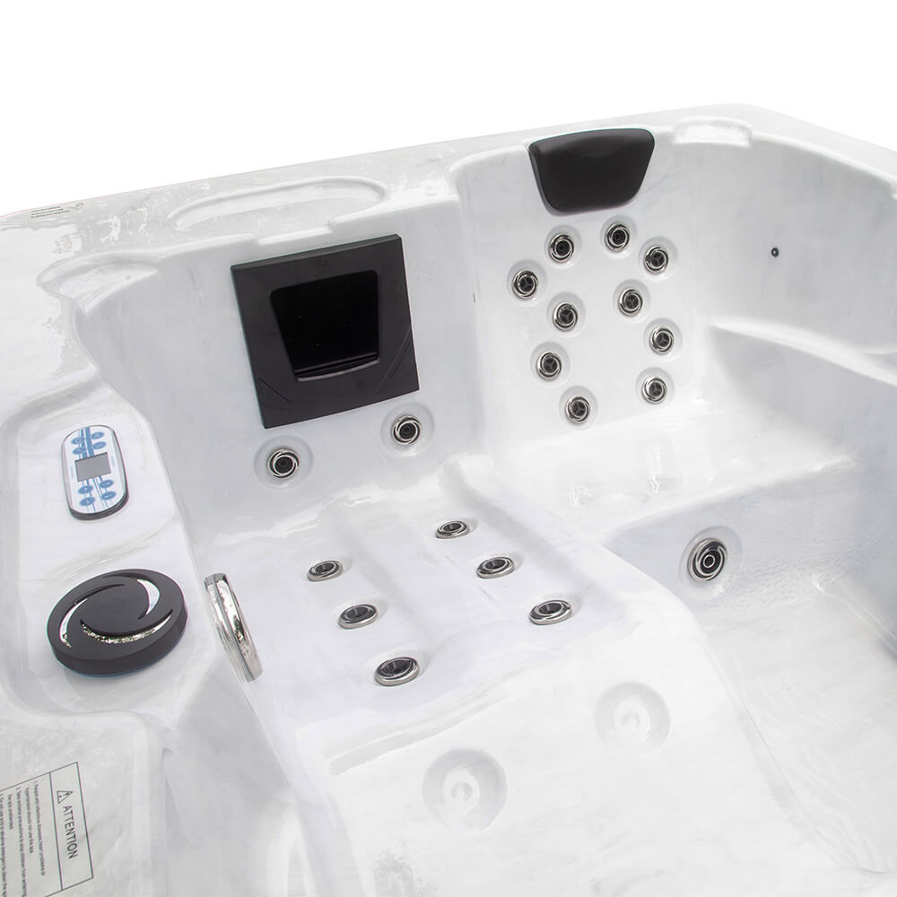 Outdoor Whirlpool mit Treppe und Thermoabdeckung WHITE MARBLE Anthrazit - 210 x 160 cm für 3 Personen