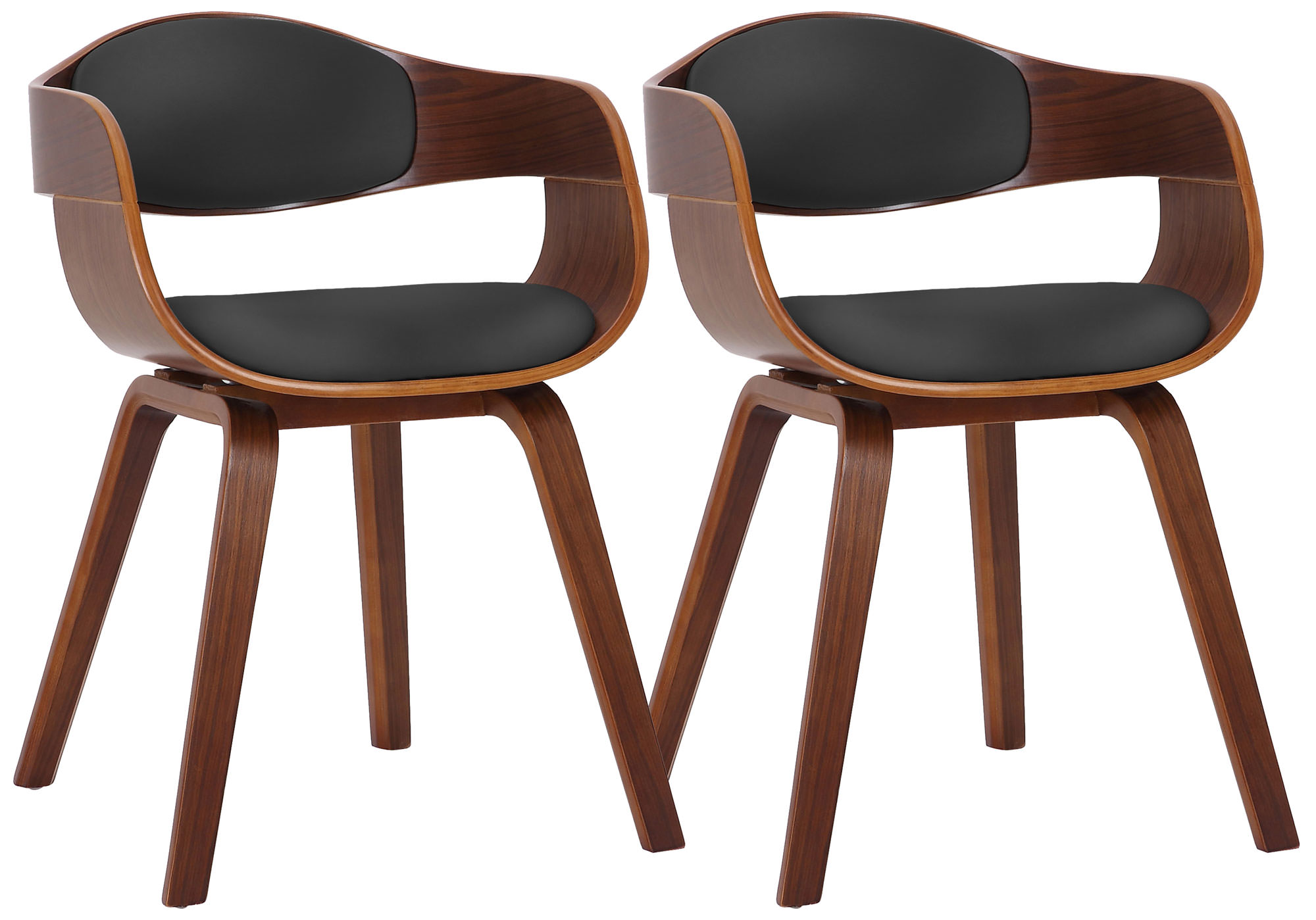 2er Set Stühle Kingston Kunstleder, walnuss/schwarz