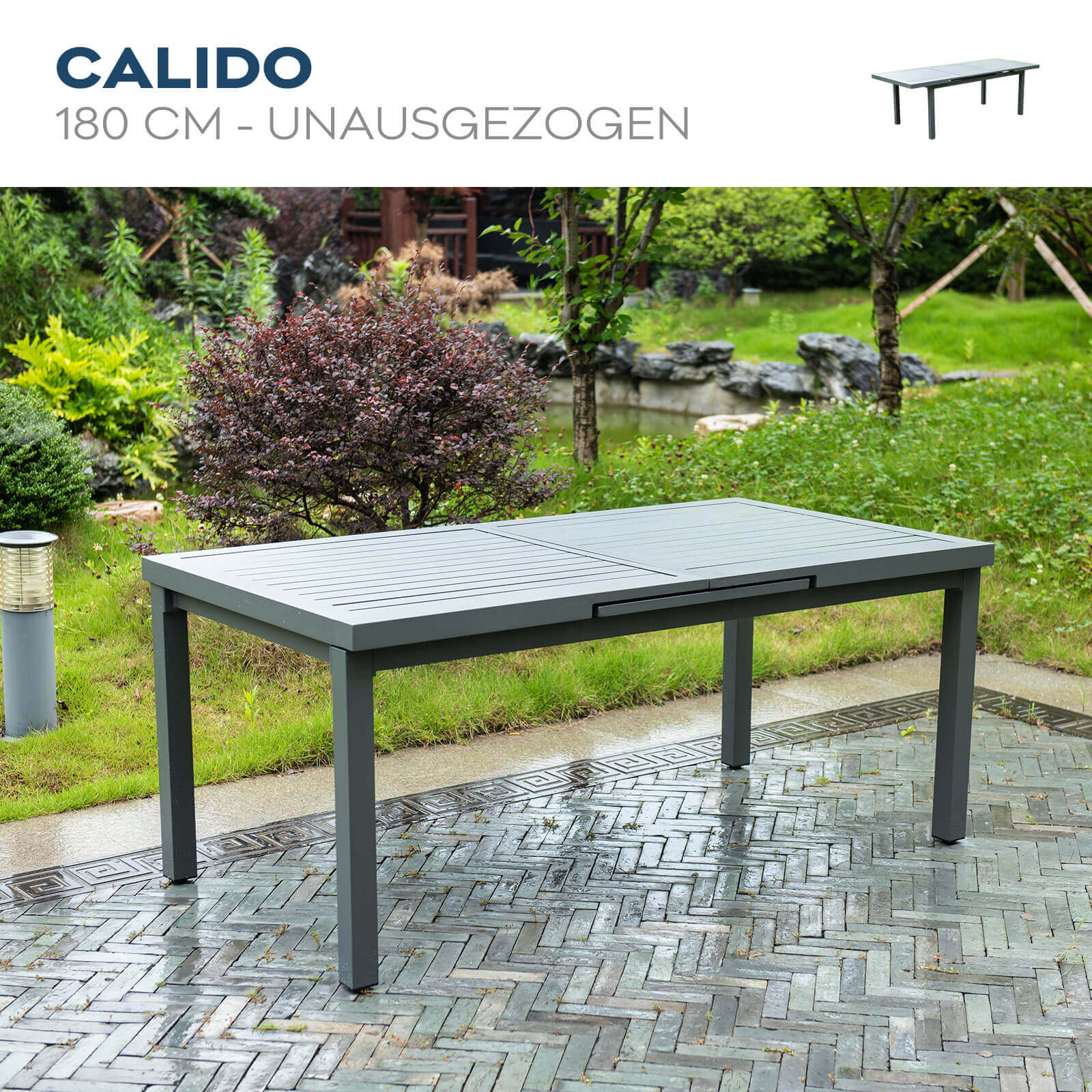 Garten-Sitzgruppe CALIDO MADERA inklusive ausziehbarer Gartentisch + 4 Stühlen