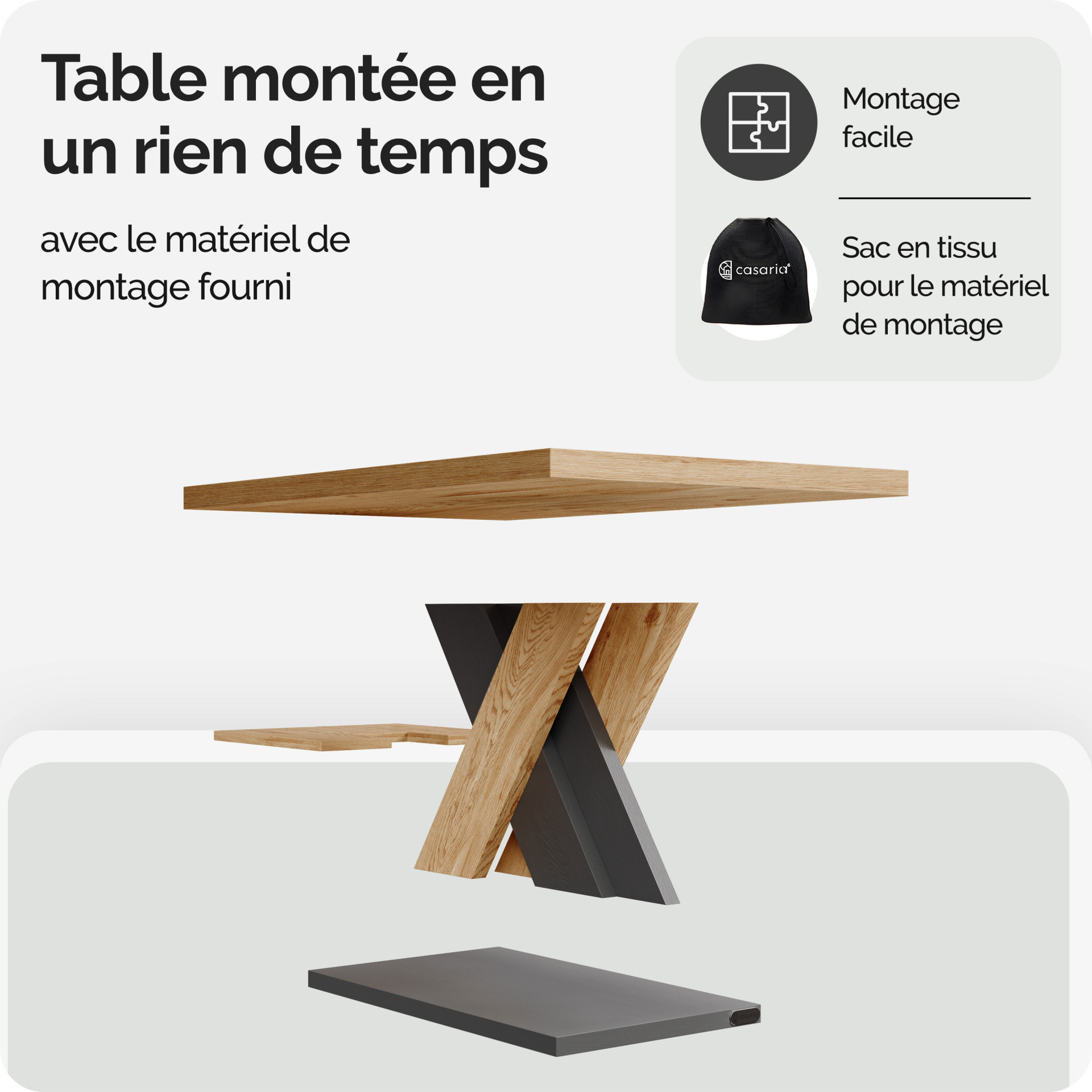 Couchtisch Detroit Holz/Grau 90x60x45cm