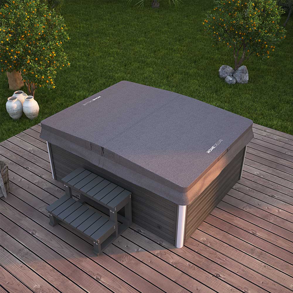 Outdoor Whirlpool mit Treppe und Thermoabdeckung STREAM 211 x 156 cm für 3 Personen