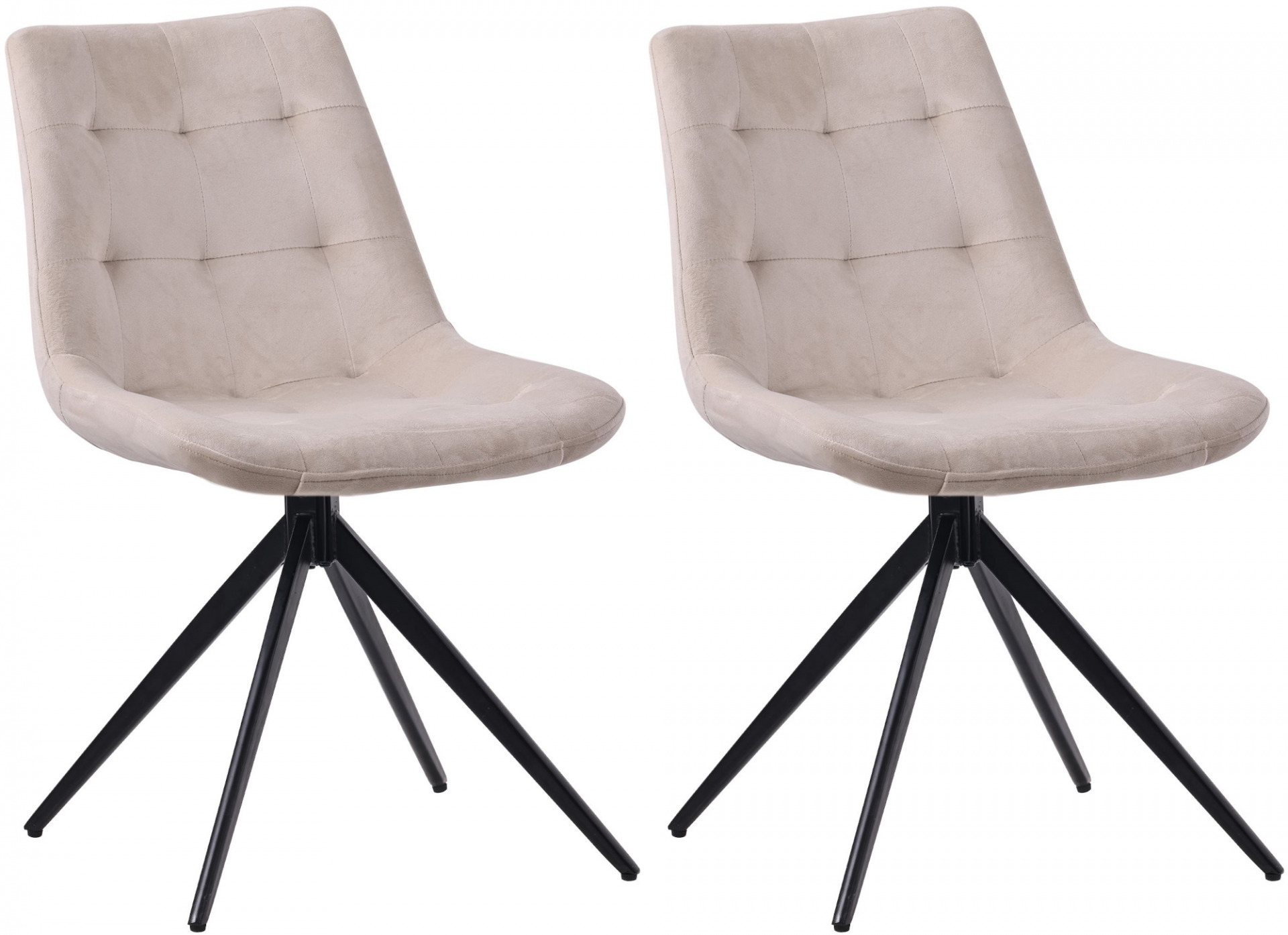 2er Set Esszimmerstuhl Merna Samt, creme