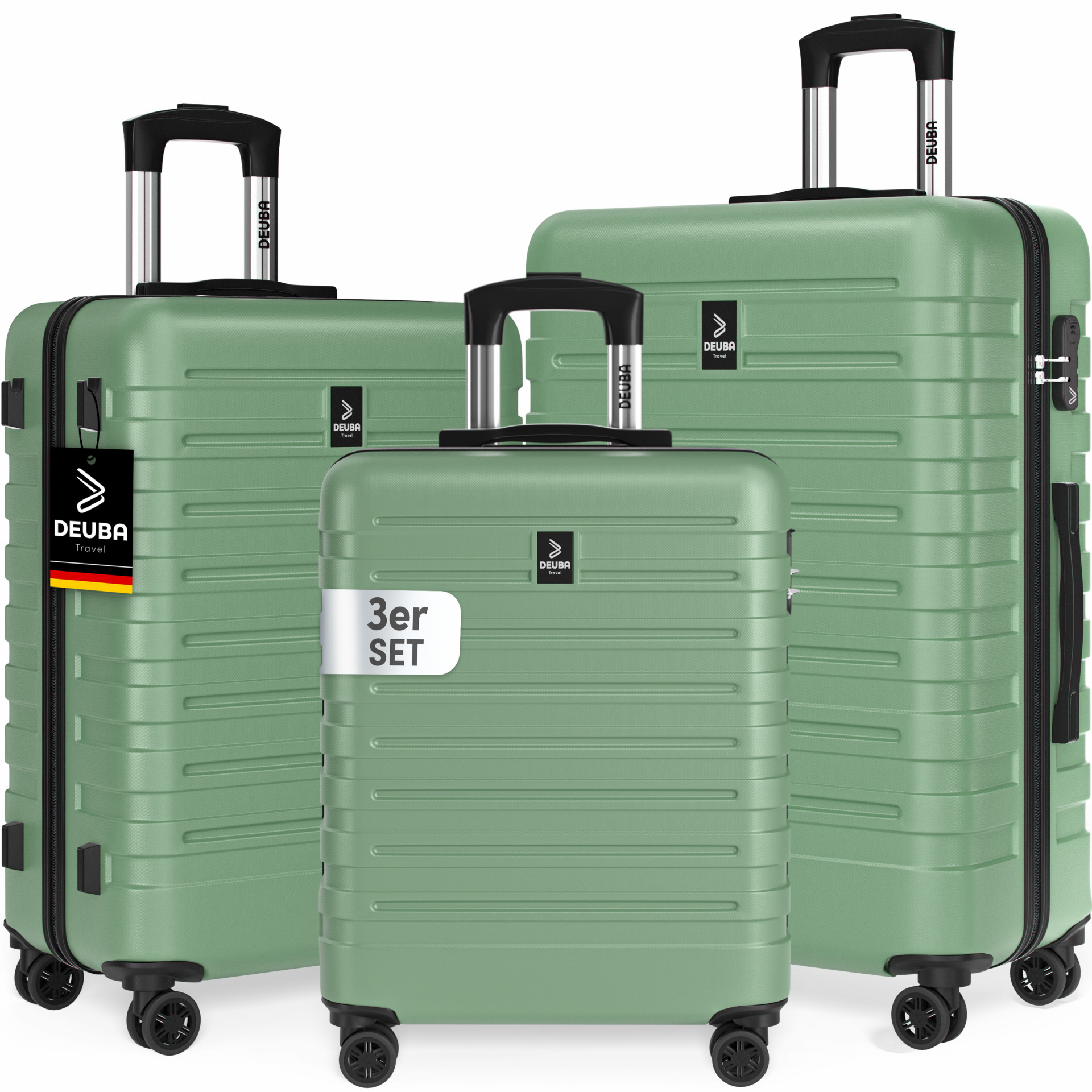 Hartschalenkoffer New York Set 3-tlg Pastellgrün Rollen 360º ABS