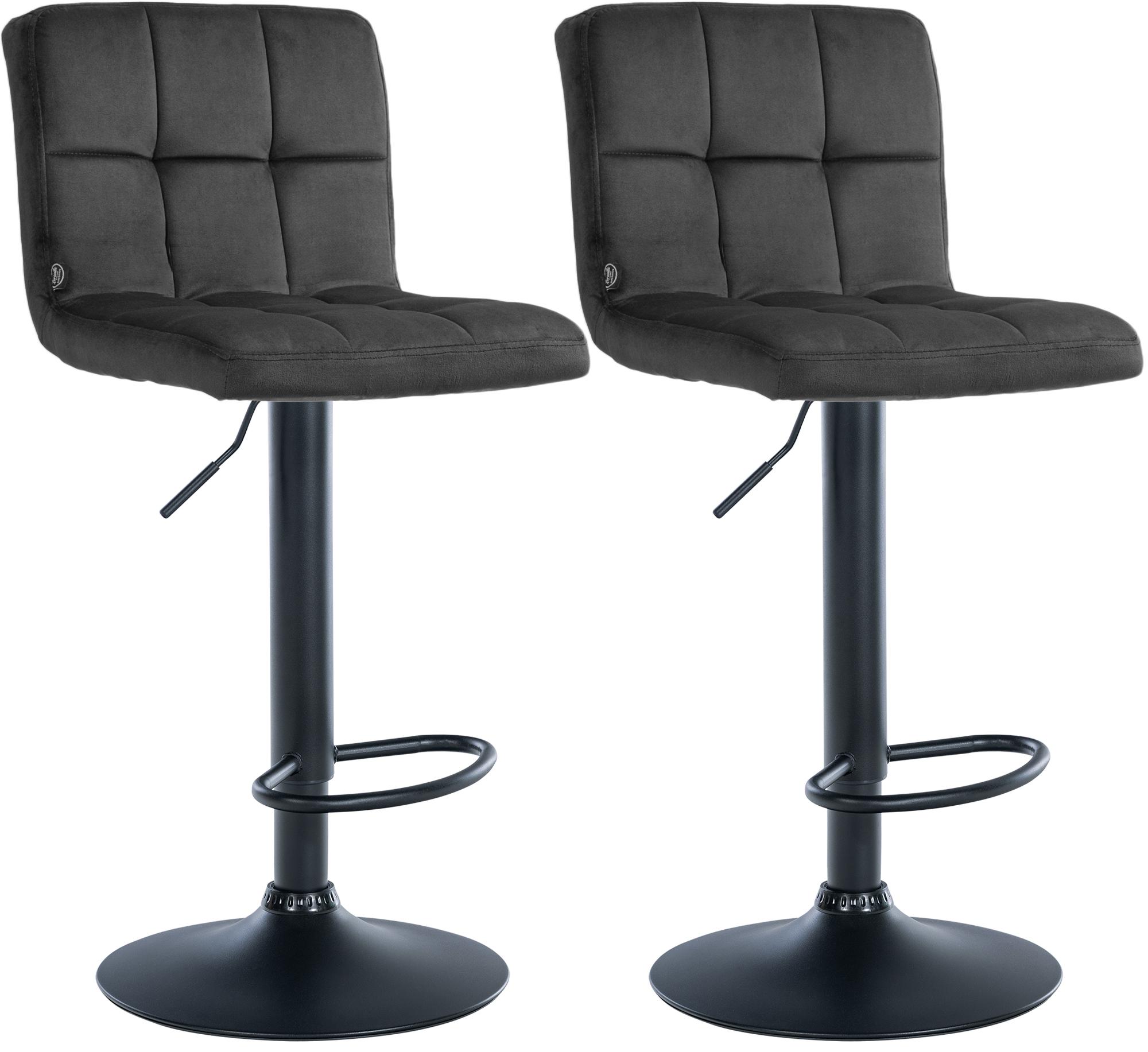 2er Set Barhocker Peru Samt schwarz, dunkelgrau