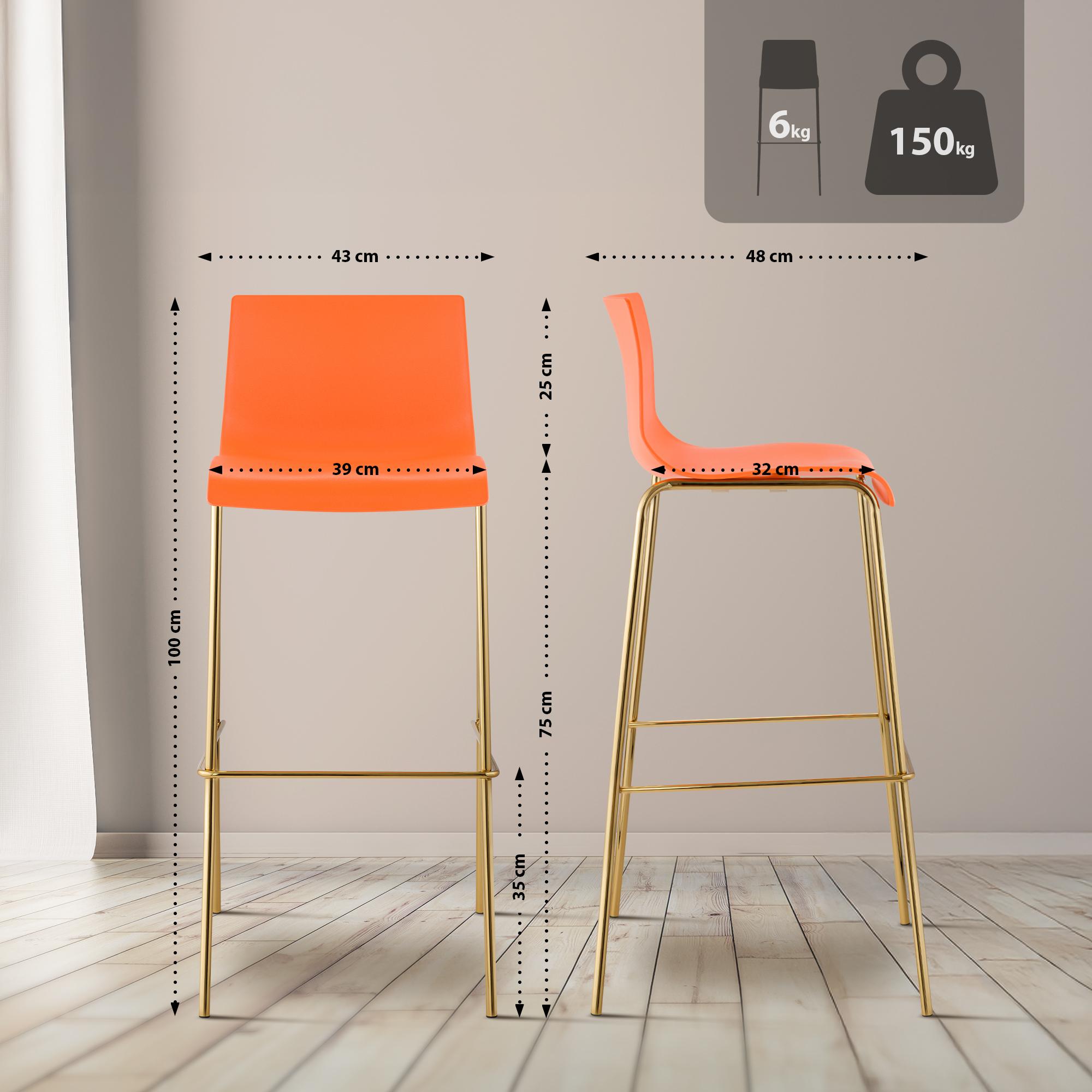 Barhocker Hoover Kunststoff 4-Fuß Gold, orange