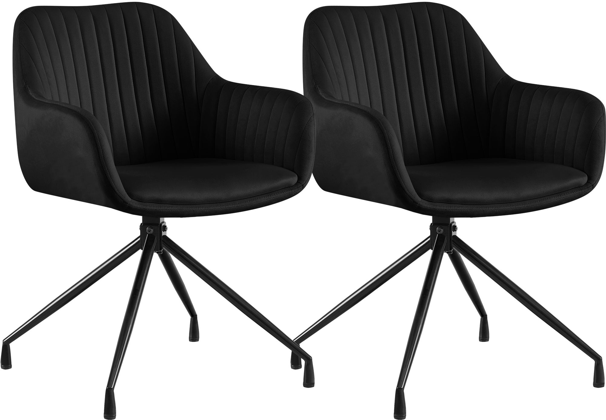 2er Set Esszimmerstuhl Novanis Samt, schwarz