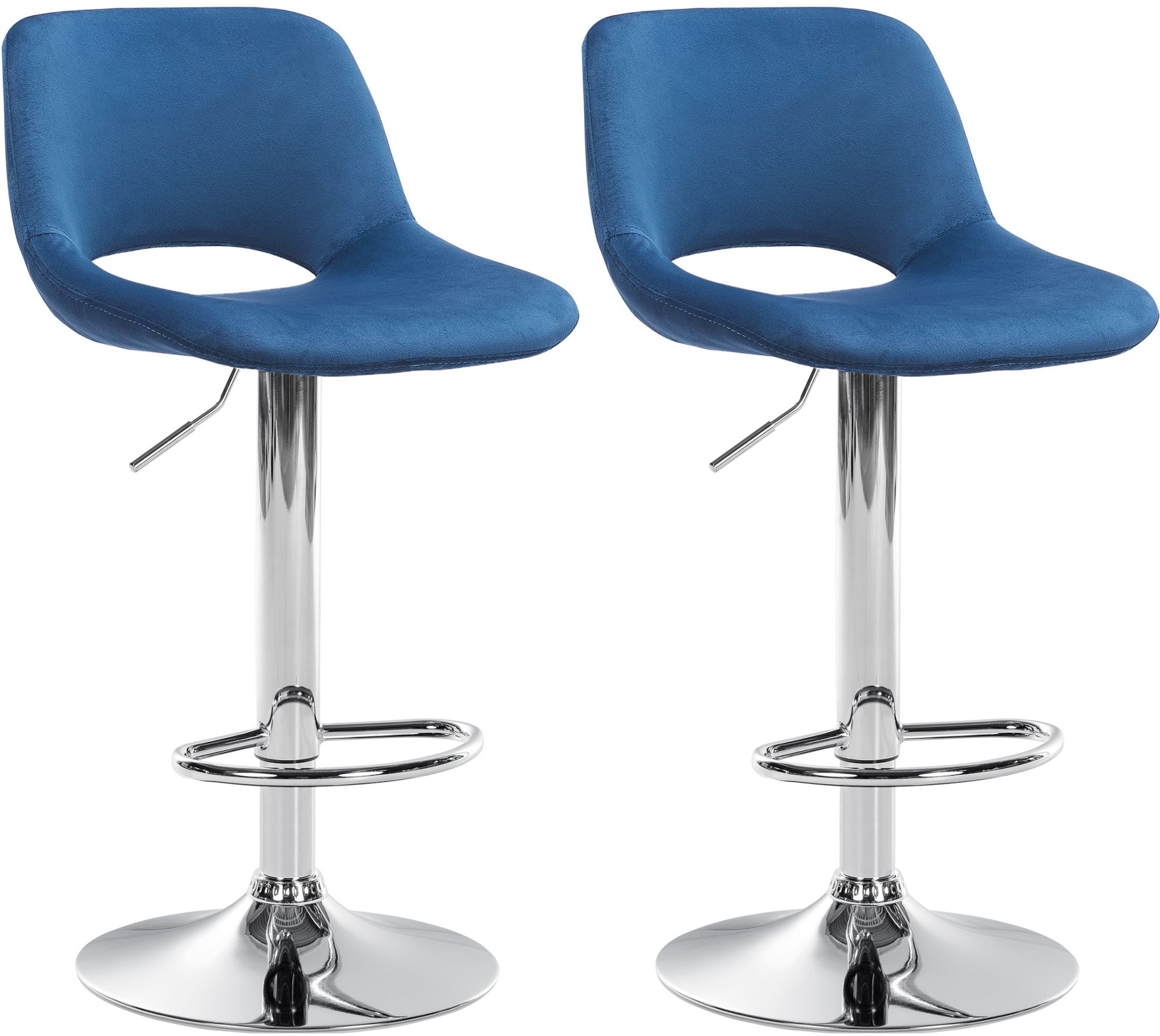 2er Set Barhocker Camden Samt chrom, blau