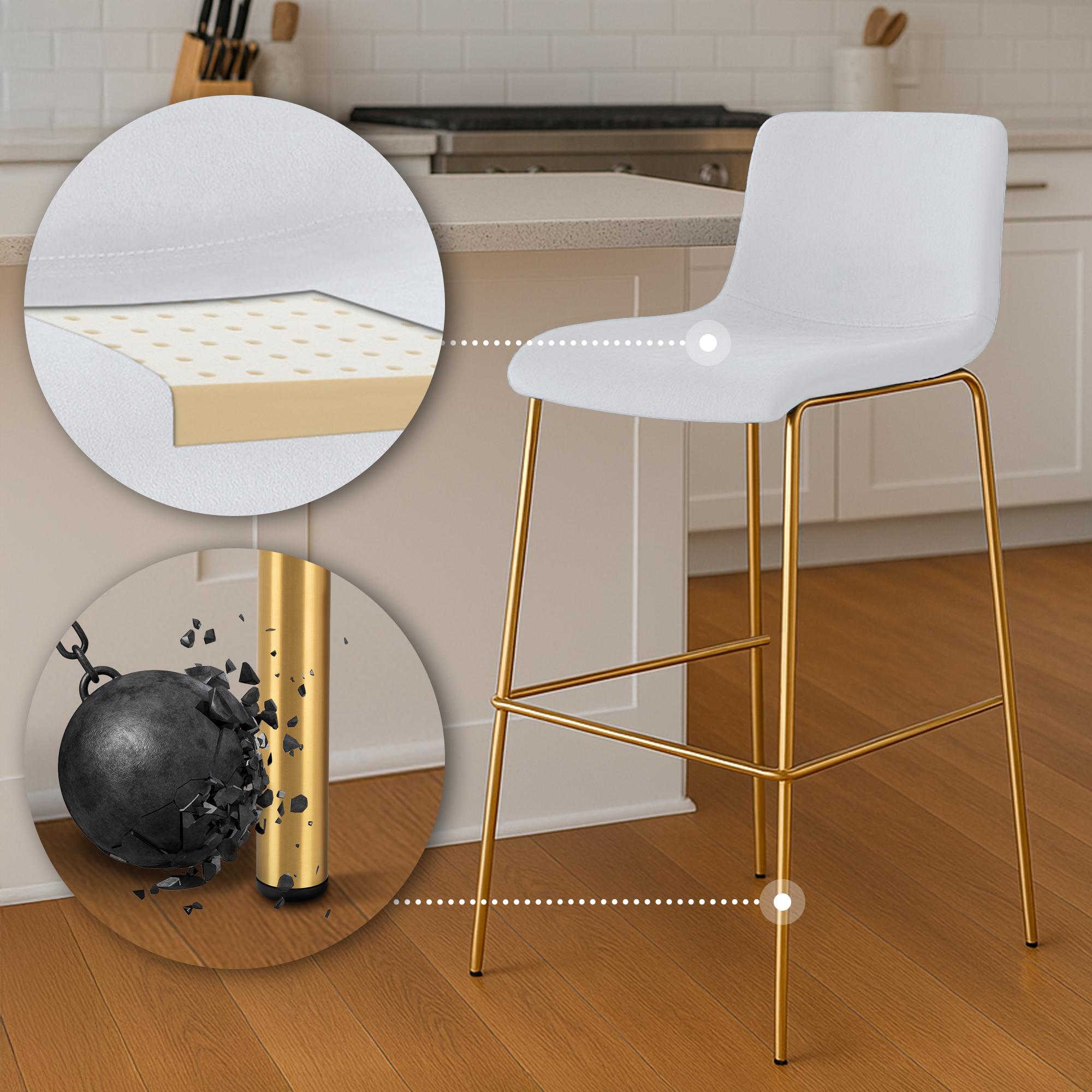 Barhocker Hoover Samt 4-Fuß Gold, creme