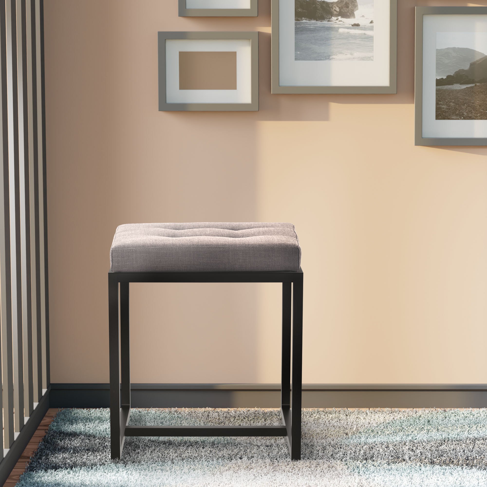 Sitzhocker Barci B Stoff, dunkelgrau