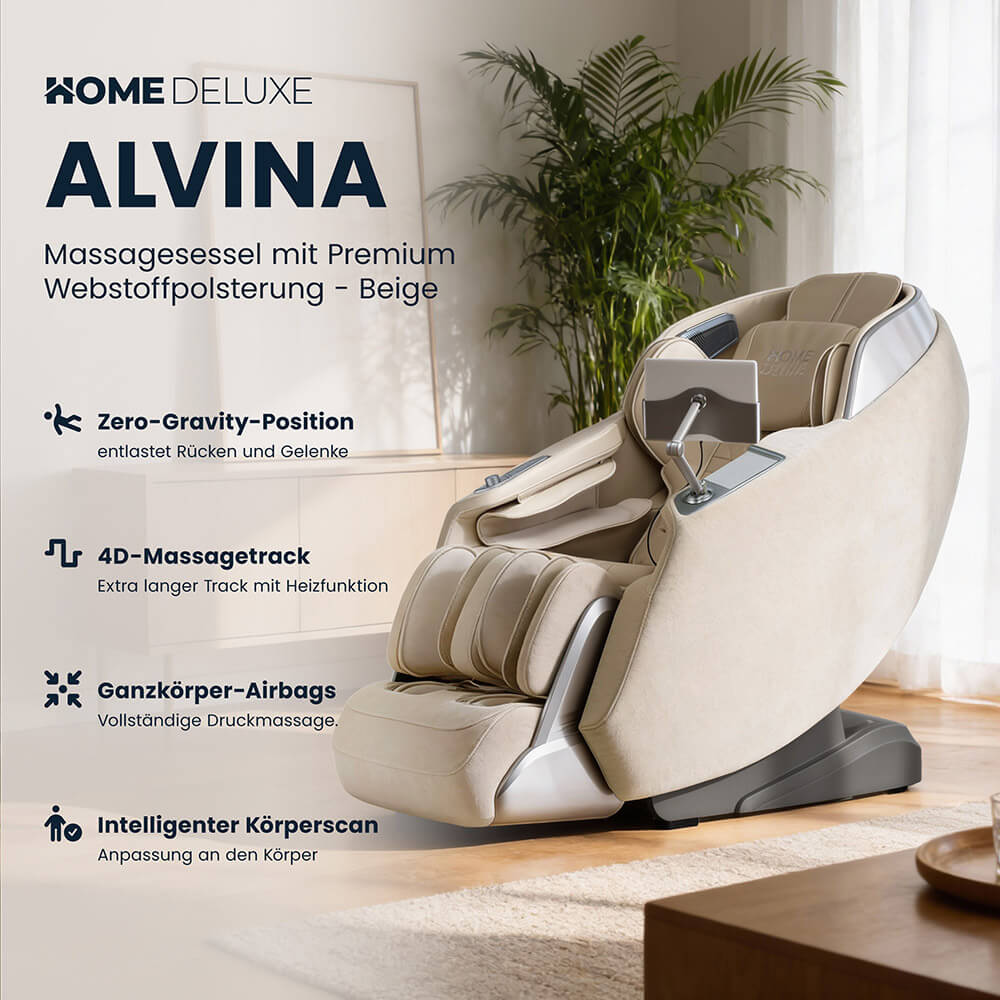 Massagesessel ALVINA mit Premium Webstoffpolsterung - Beige