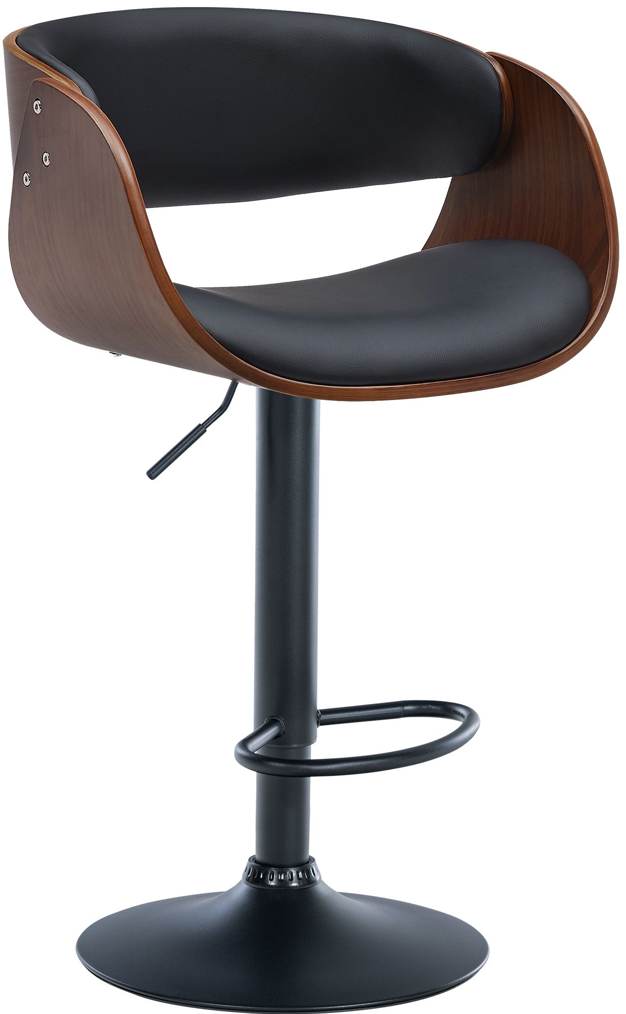 Barhocker Portmore Kunstleder schwarz, walnuss/schwarz