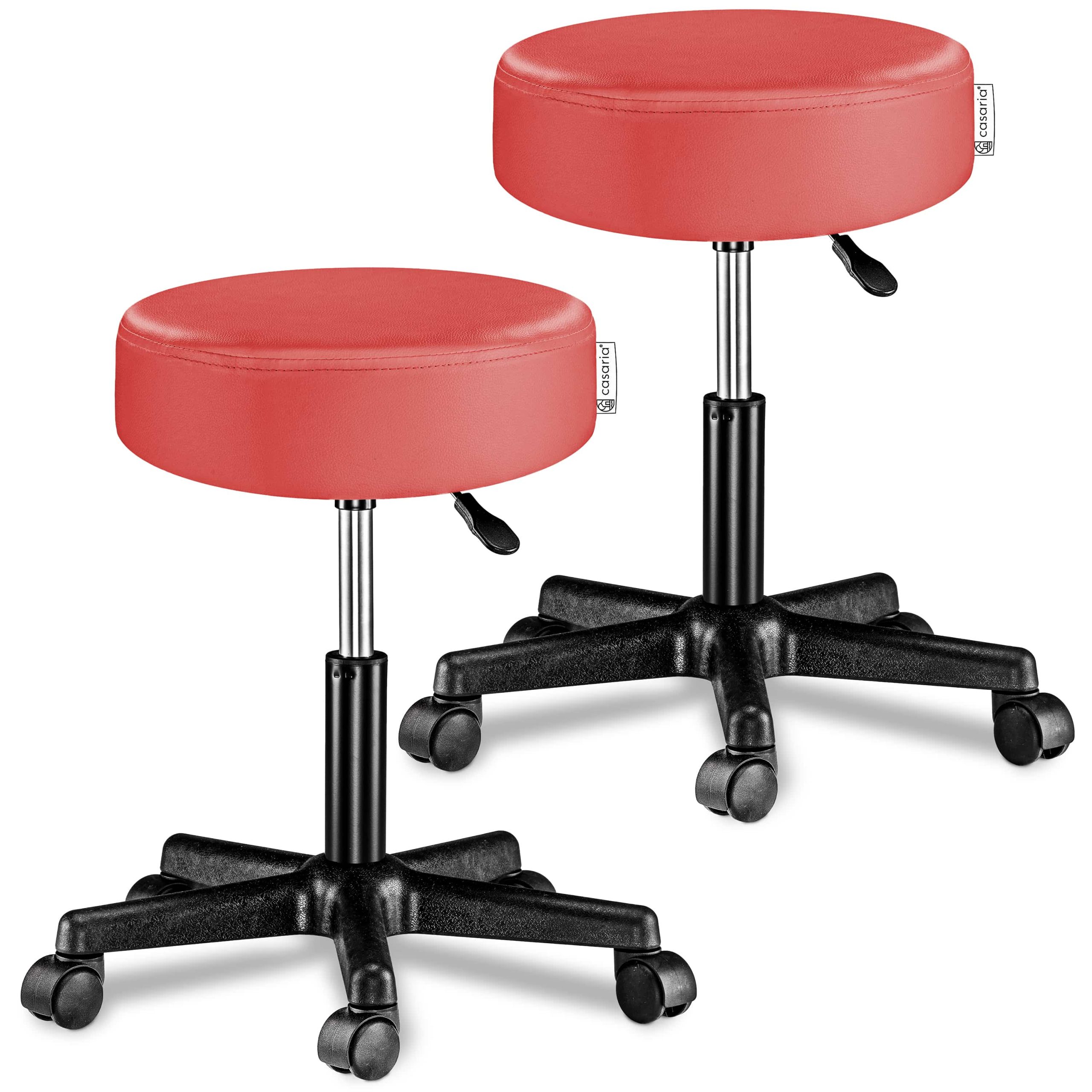Rollhocker Kunstleder 2er-Set Rot 360° drehbar