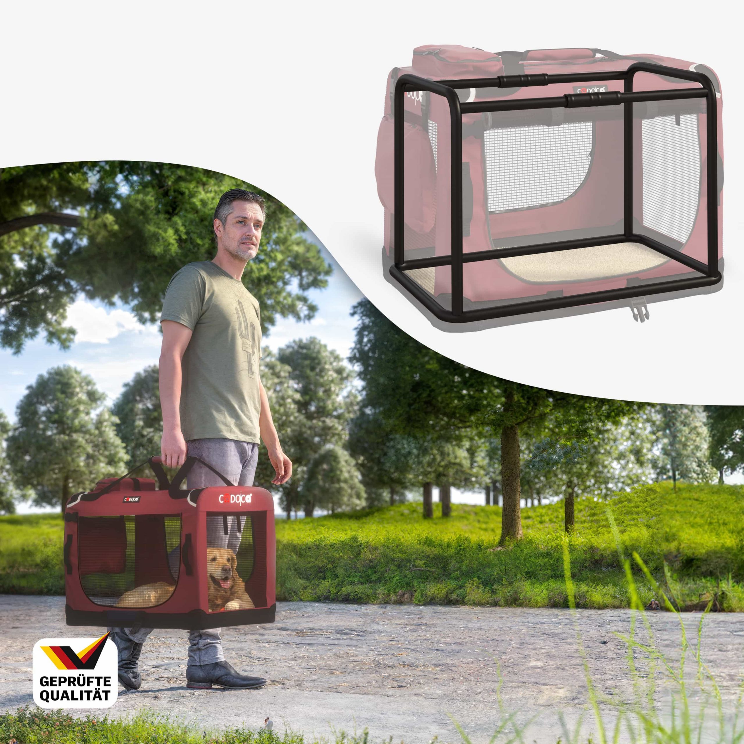 Hundebox faltbar XXL 90x60x66cm Dunkelrot
