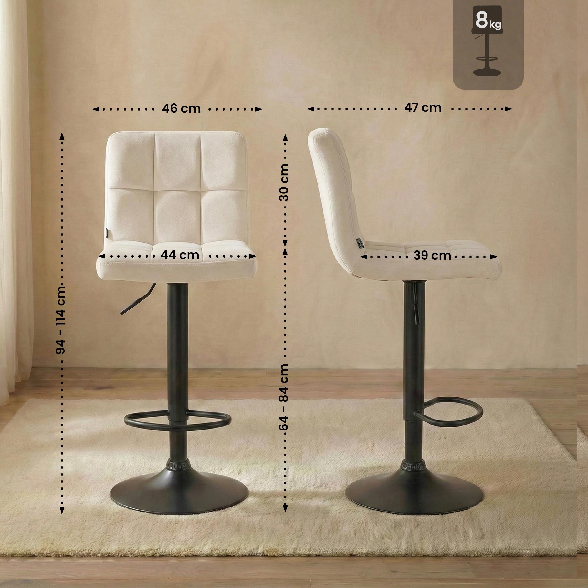 2er Set Barhocker Peru Samt schwarz, creme